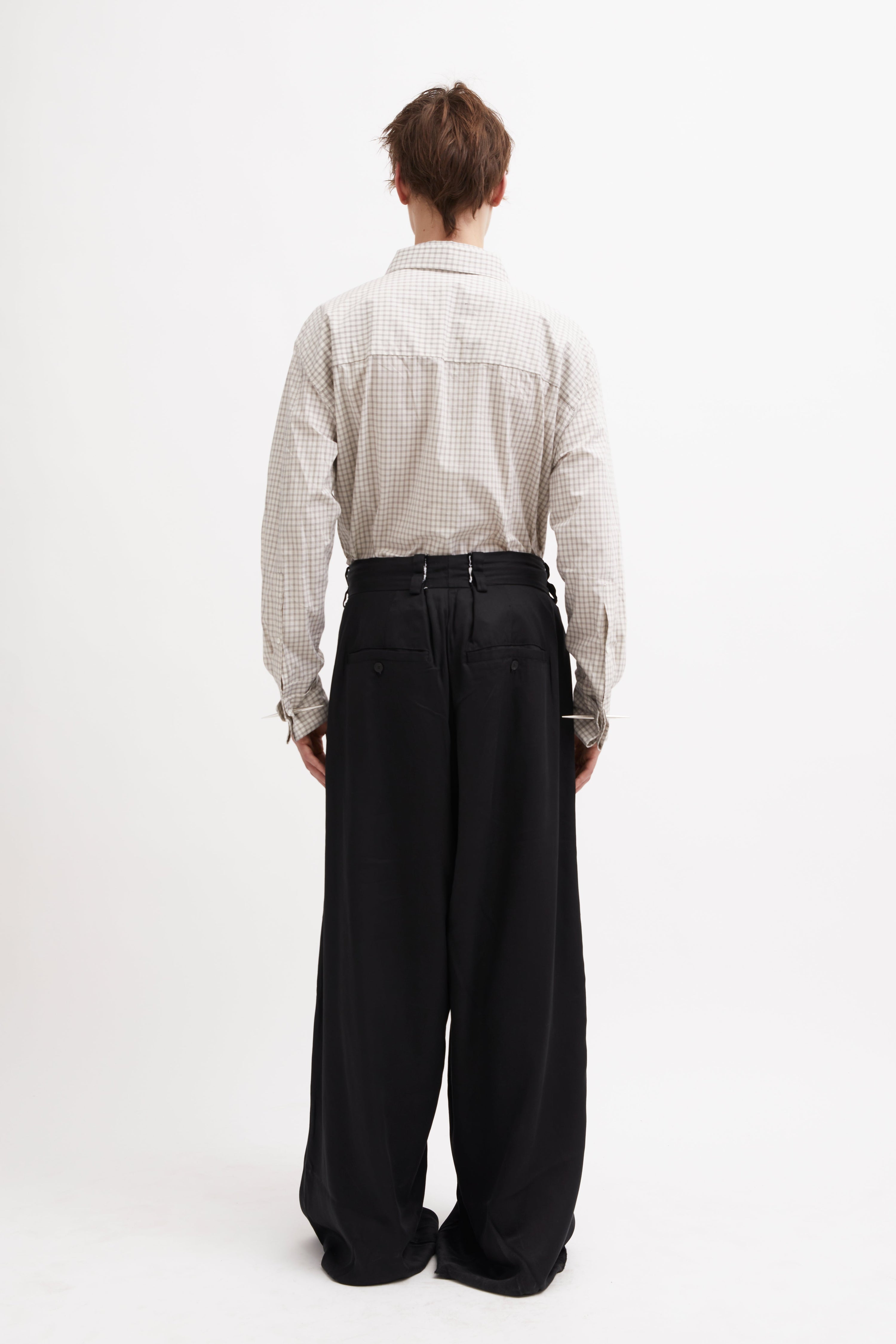 Clover shirt linen / check brown