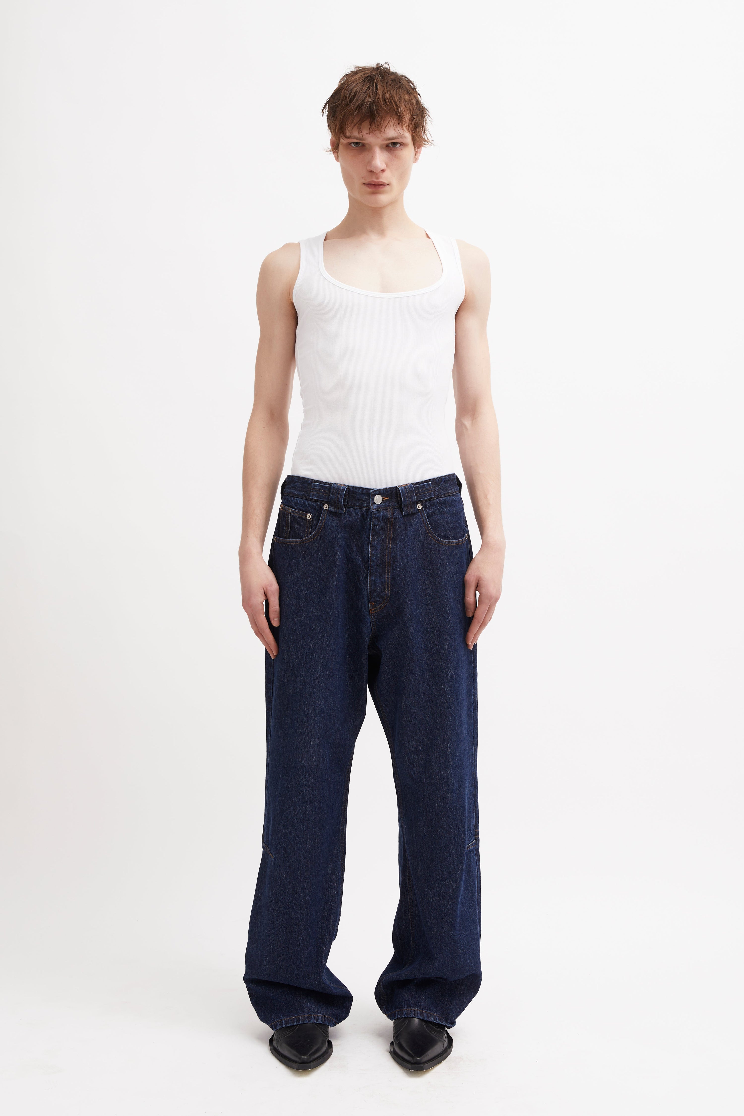 Lasered insignia denim trs dark indigo sw