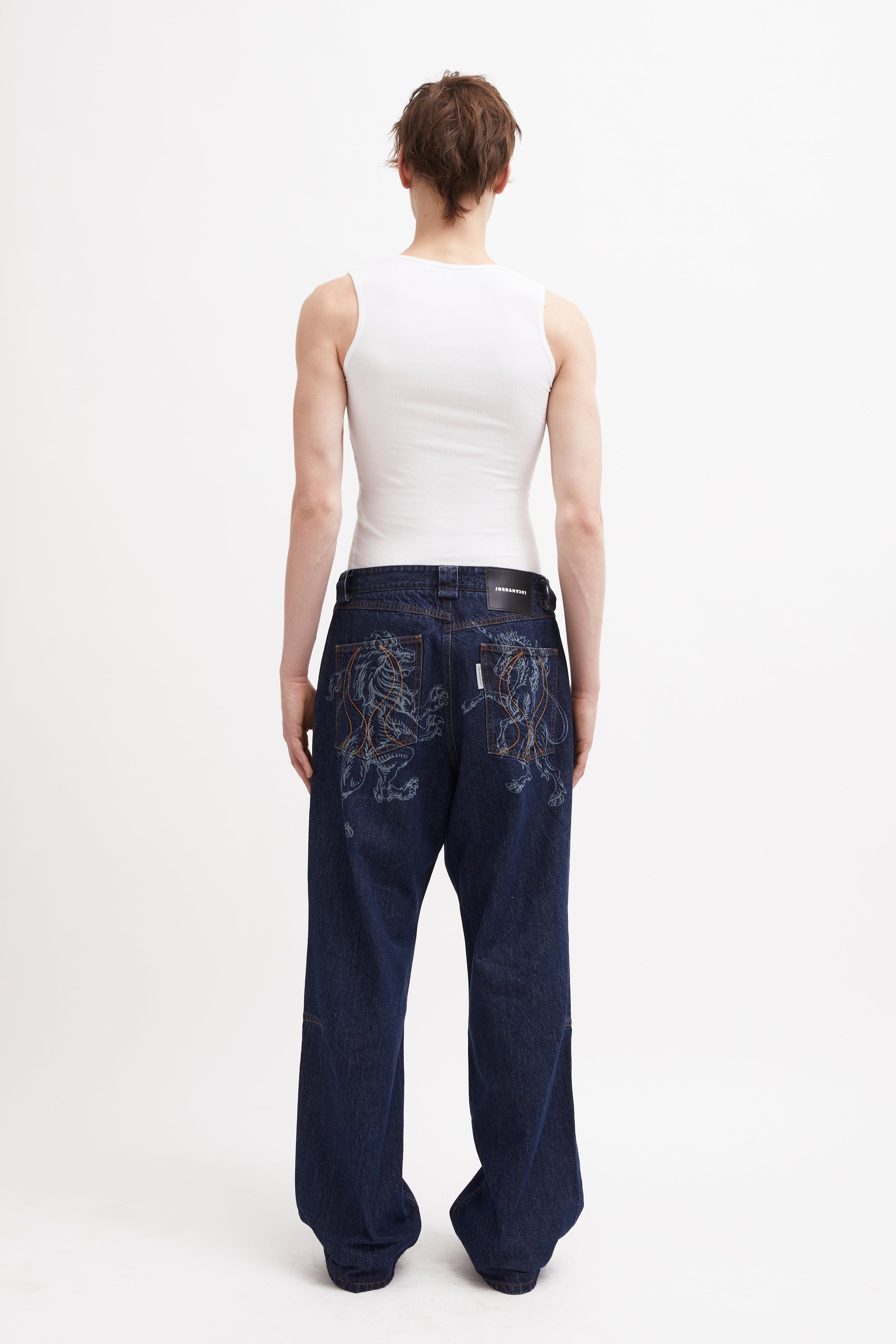 Lasered insignia denim trs dark indigo sw