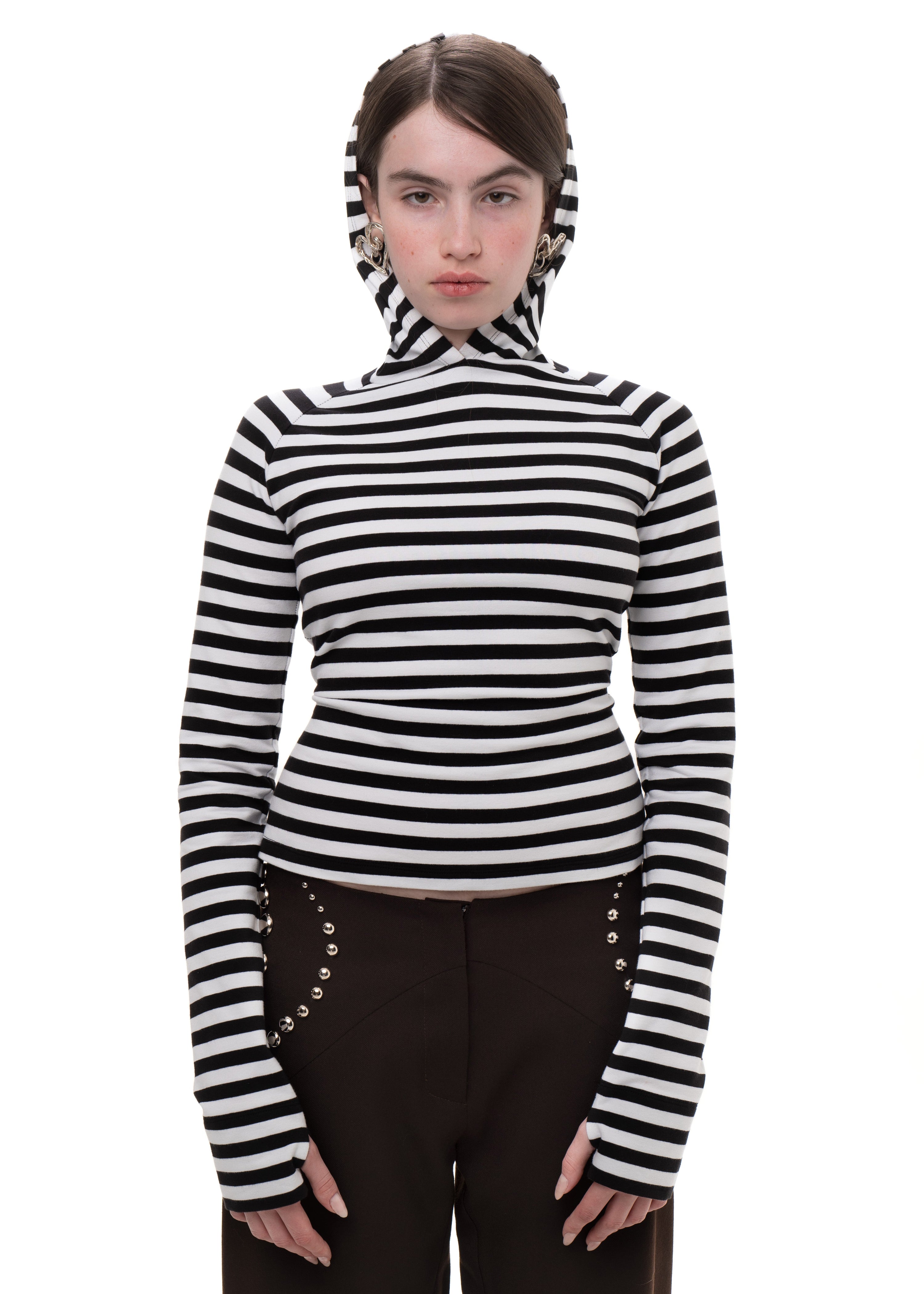 Hood longsleeve striped tee