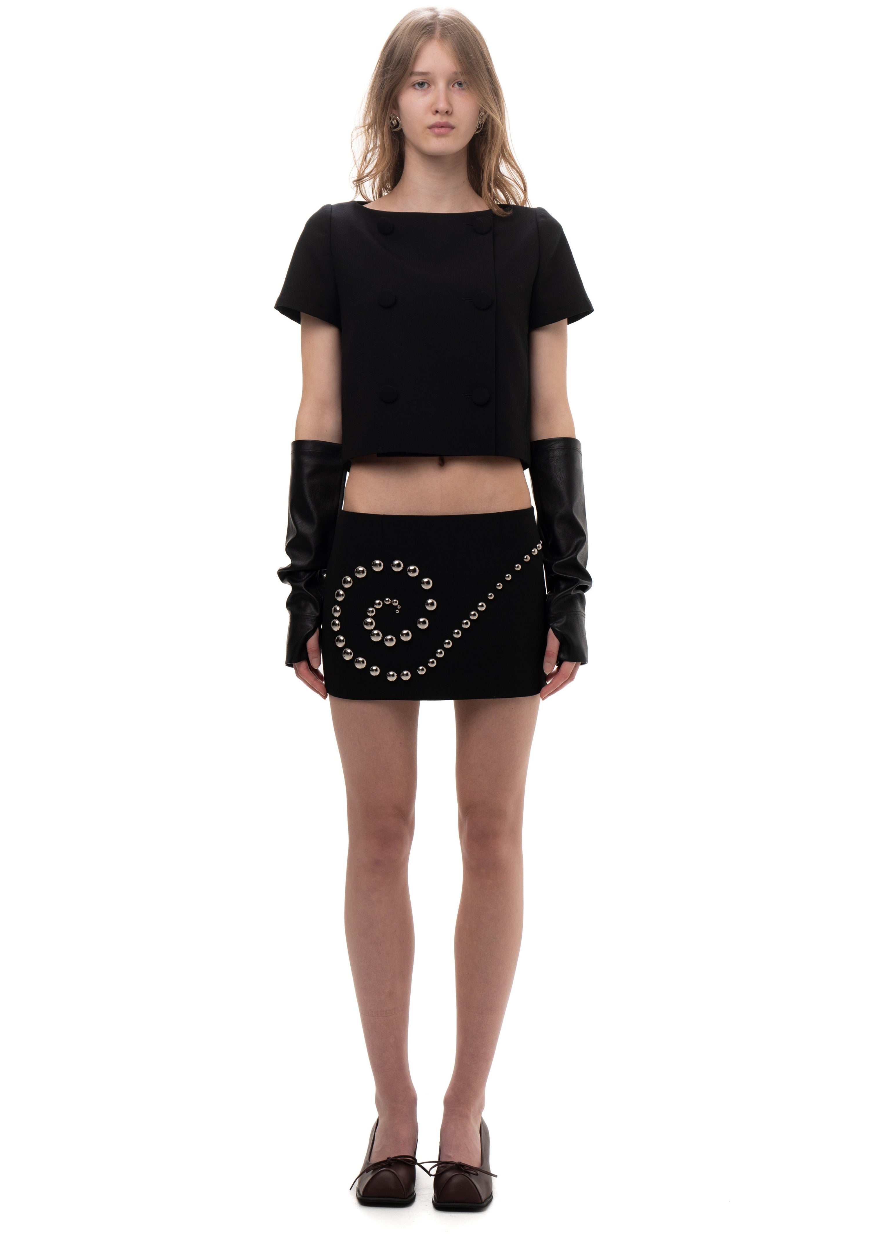 Spiral stud mini skirt