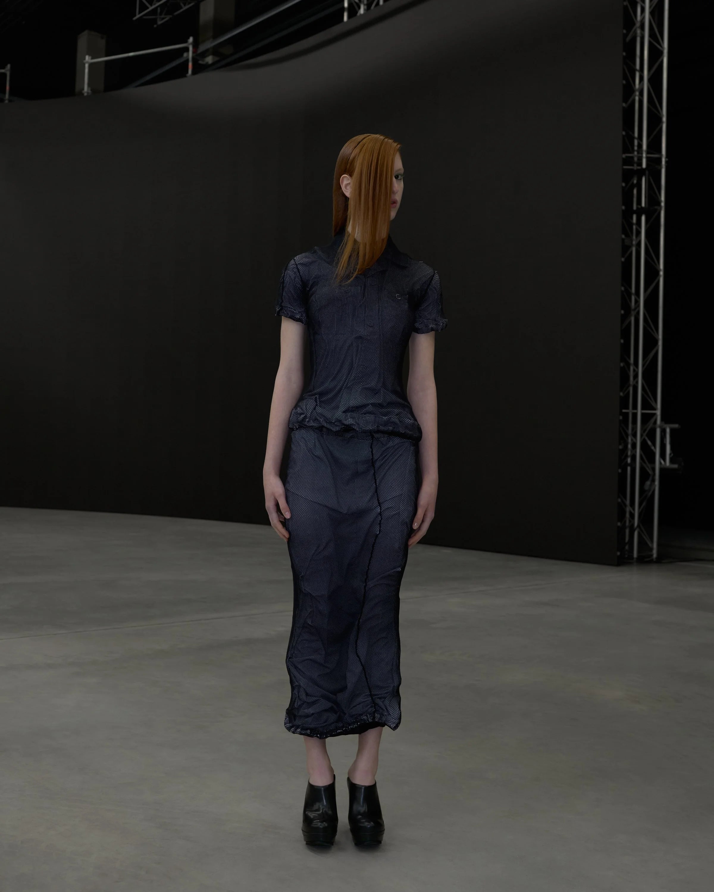 Fishnet overlay shirt