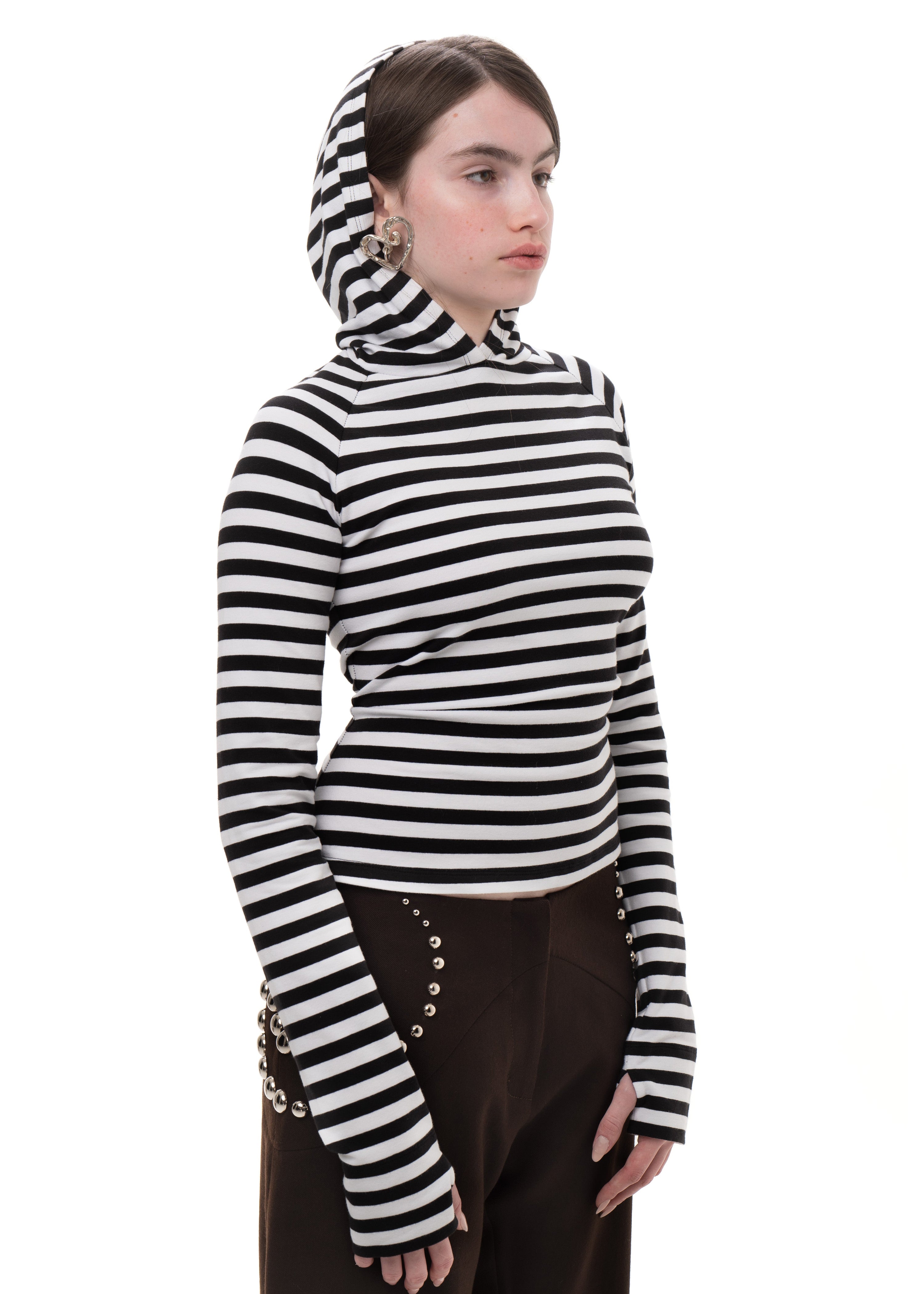 Hood longsleeve striped tee