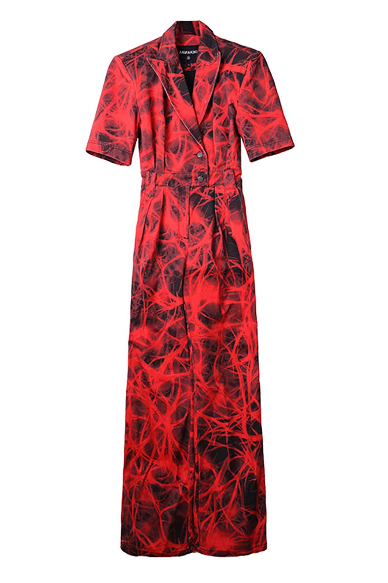 X-ray print denim overall jumpsuit