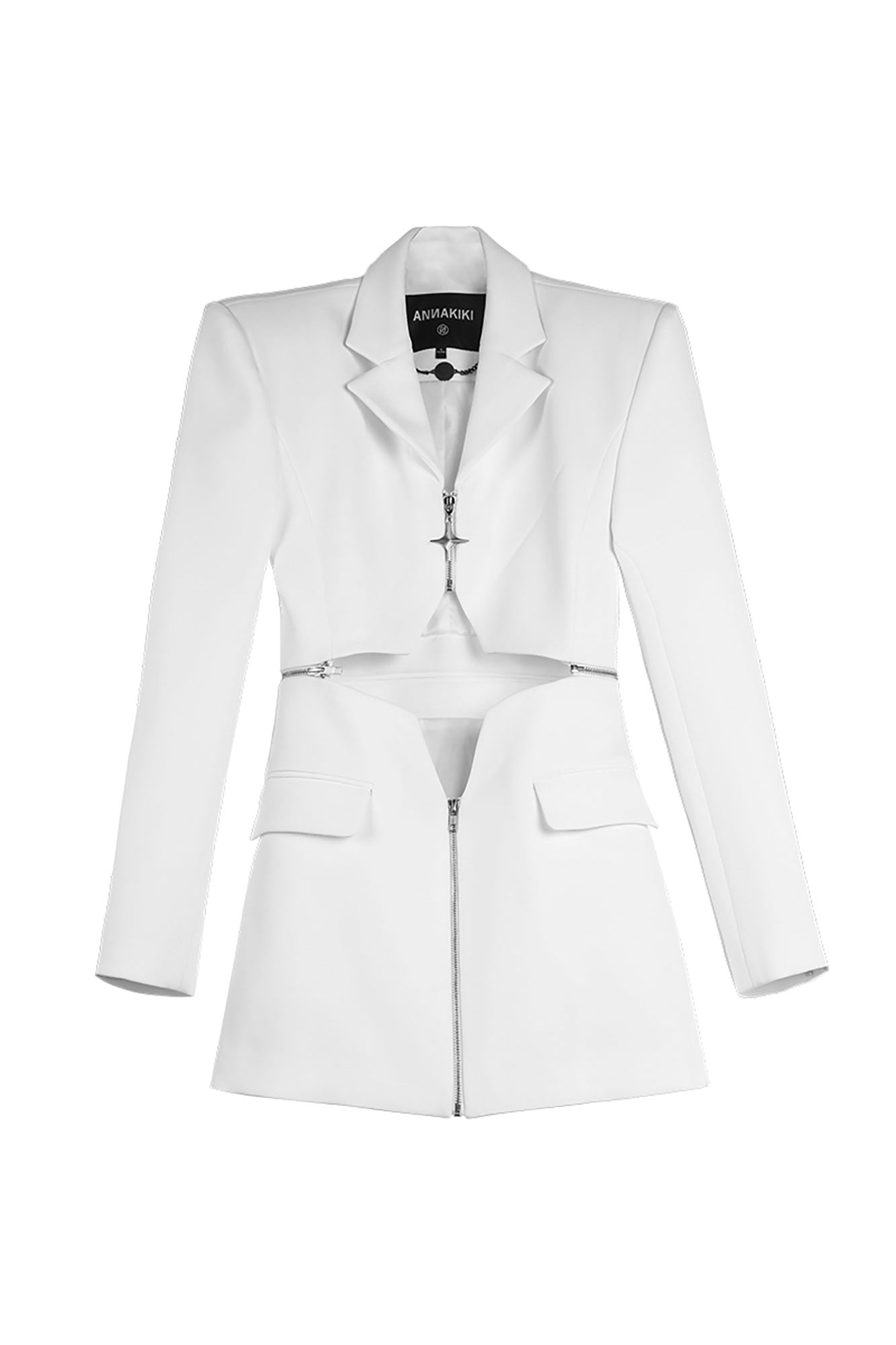 Twill acetic acid hollowed-out star zipper suit