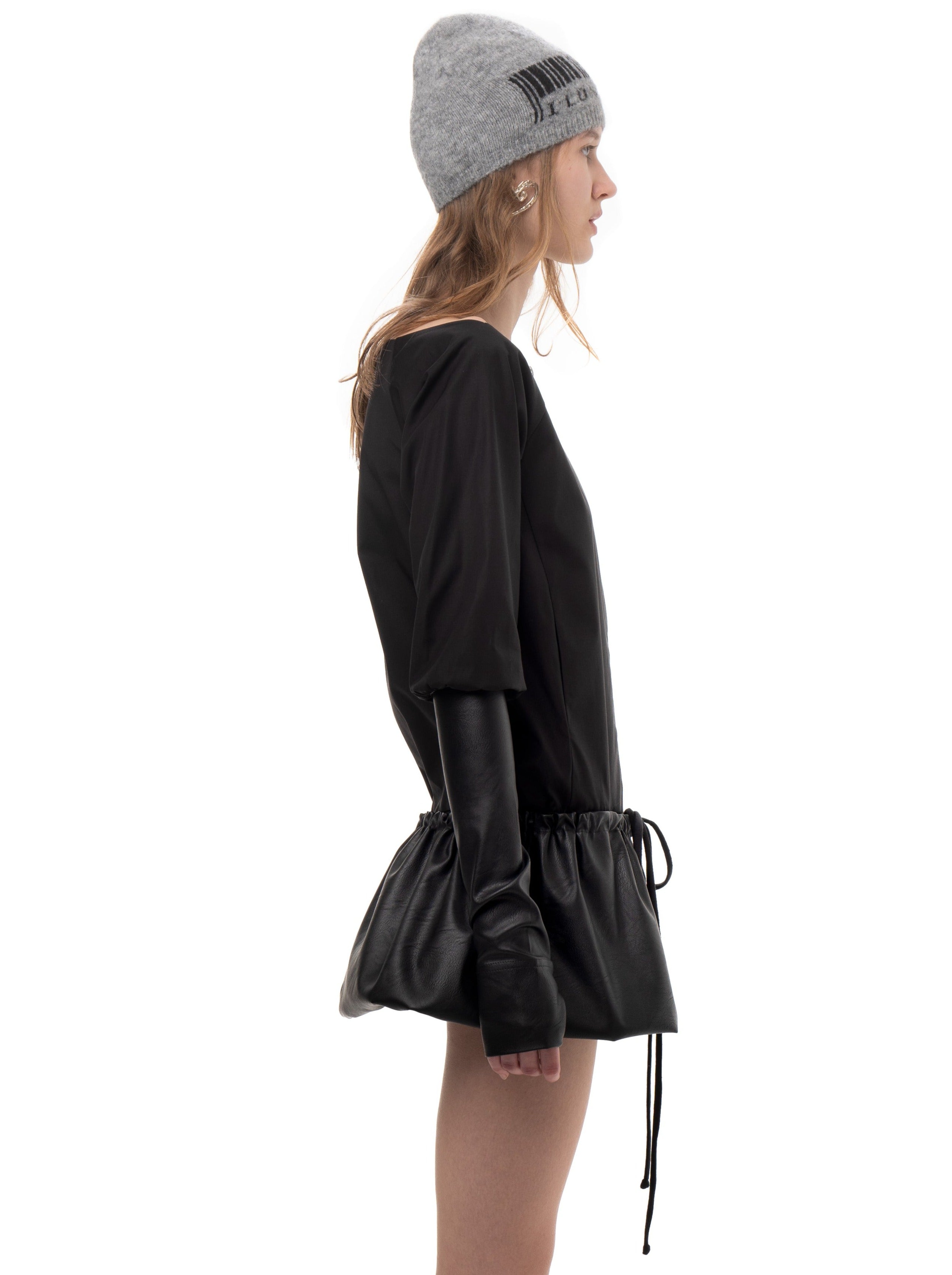 Taffeta and faux leather track dress