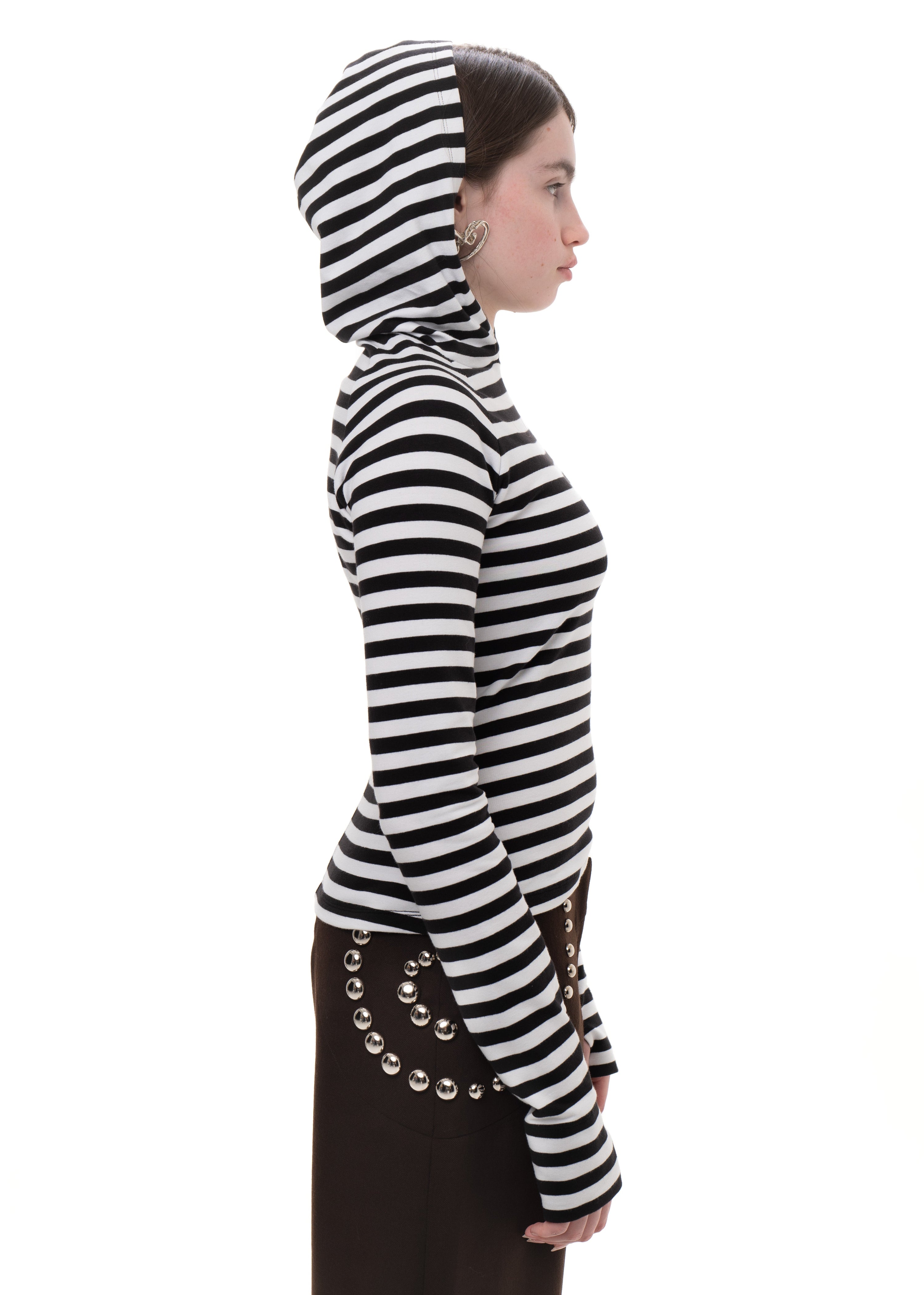 Hood longsleeve striped tee