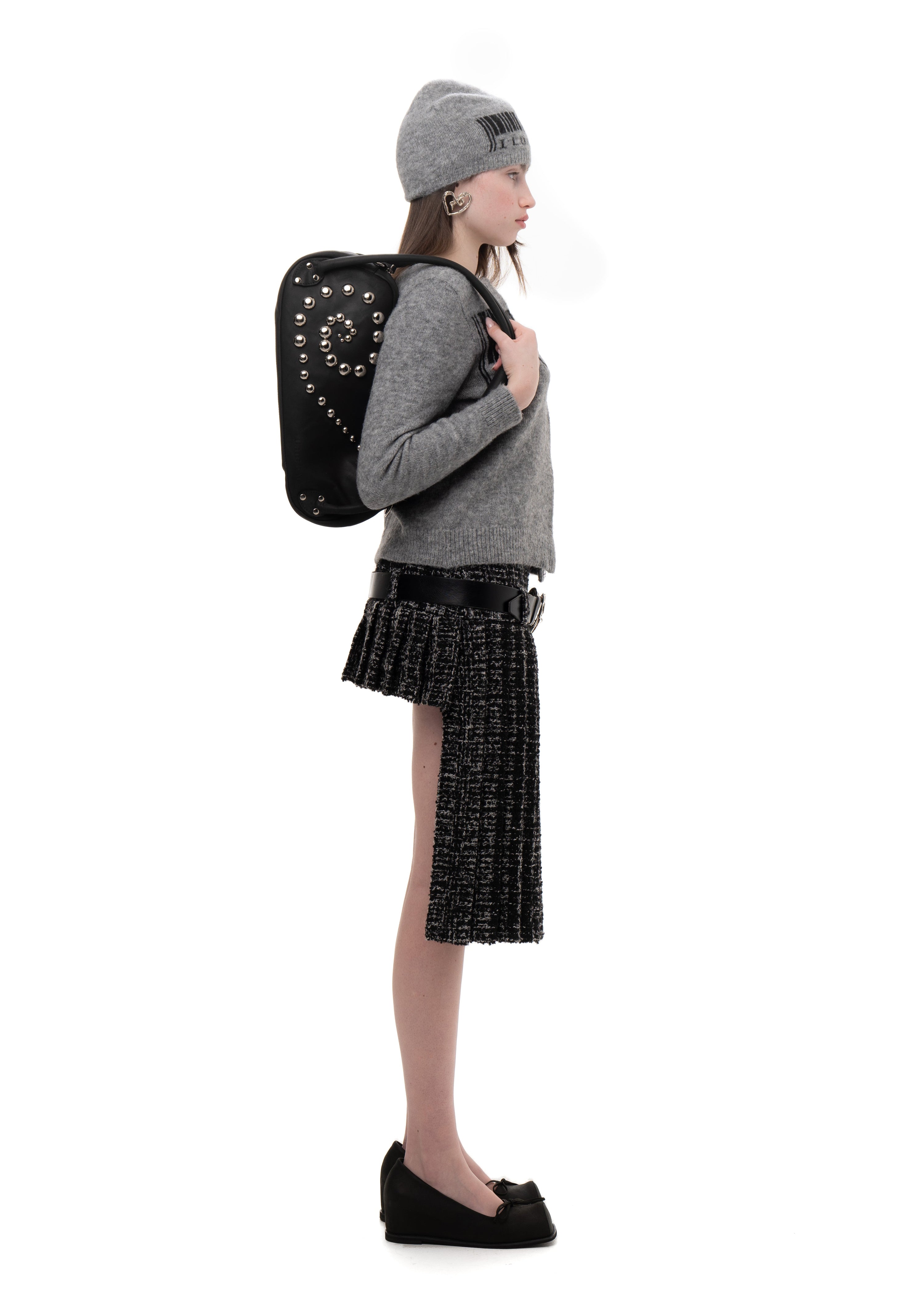 Pleated midi/mini skirt tweed