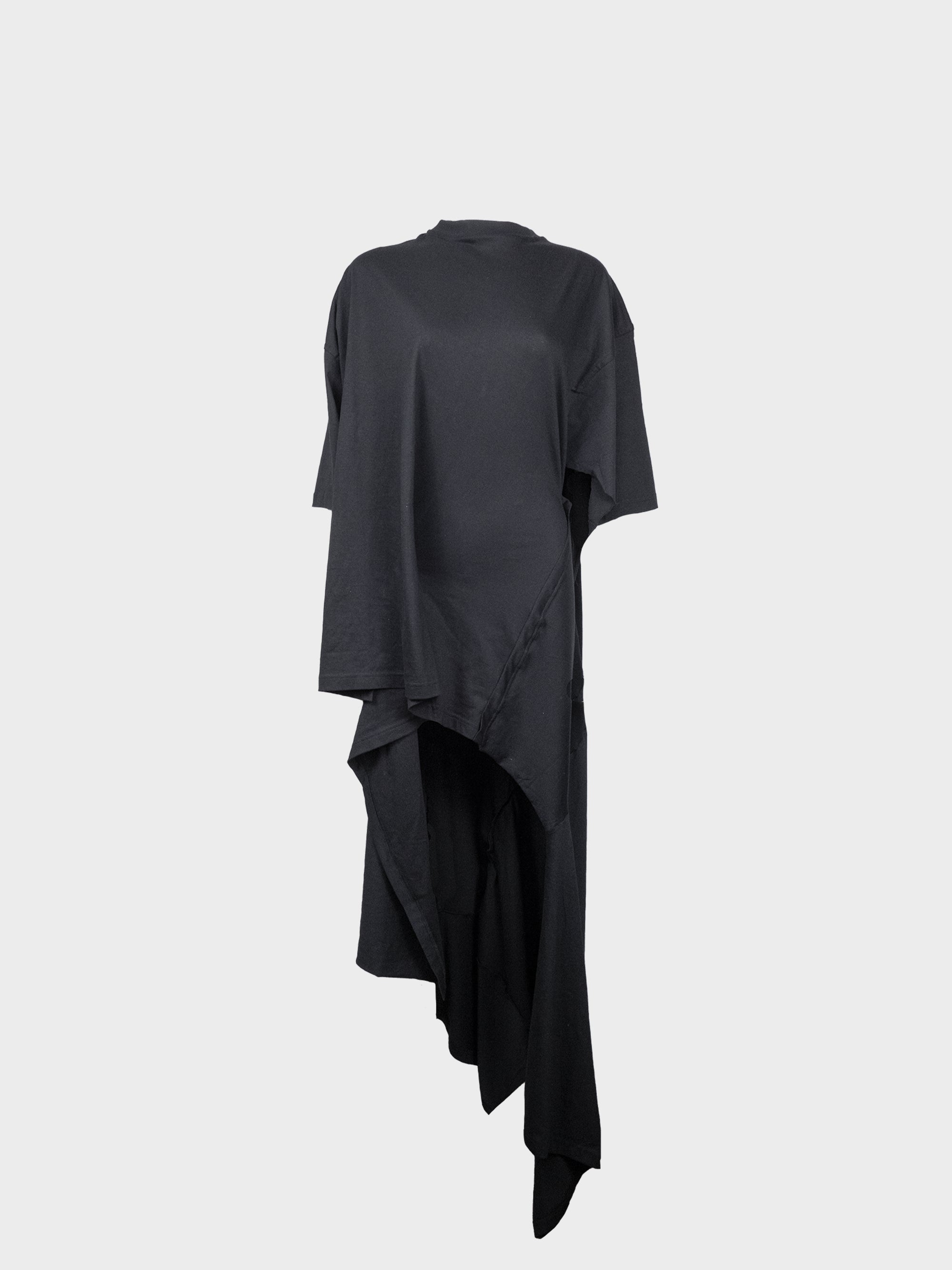 Distorted drape tee gown