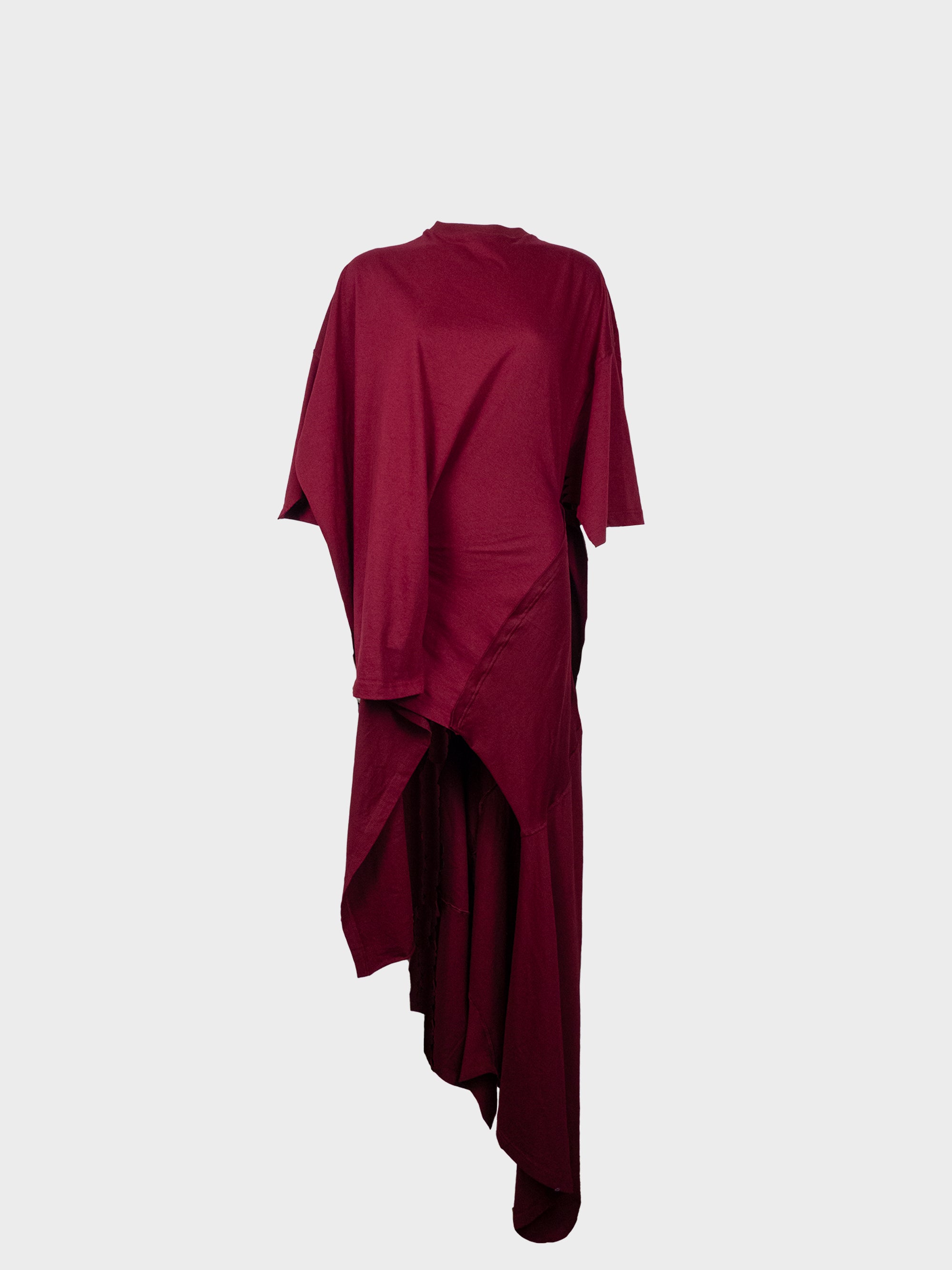 Distorted drape tee gown