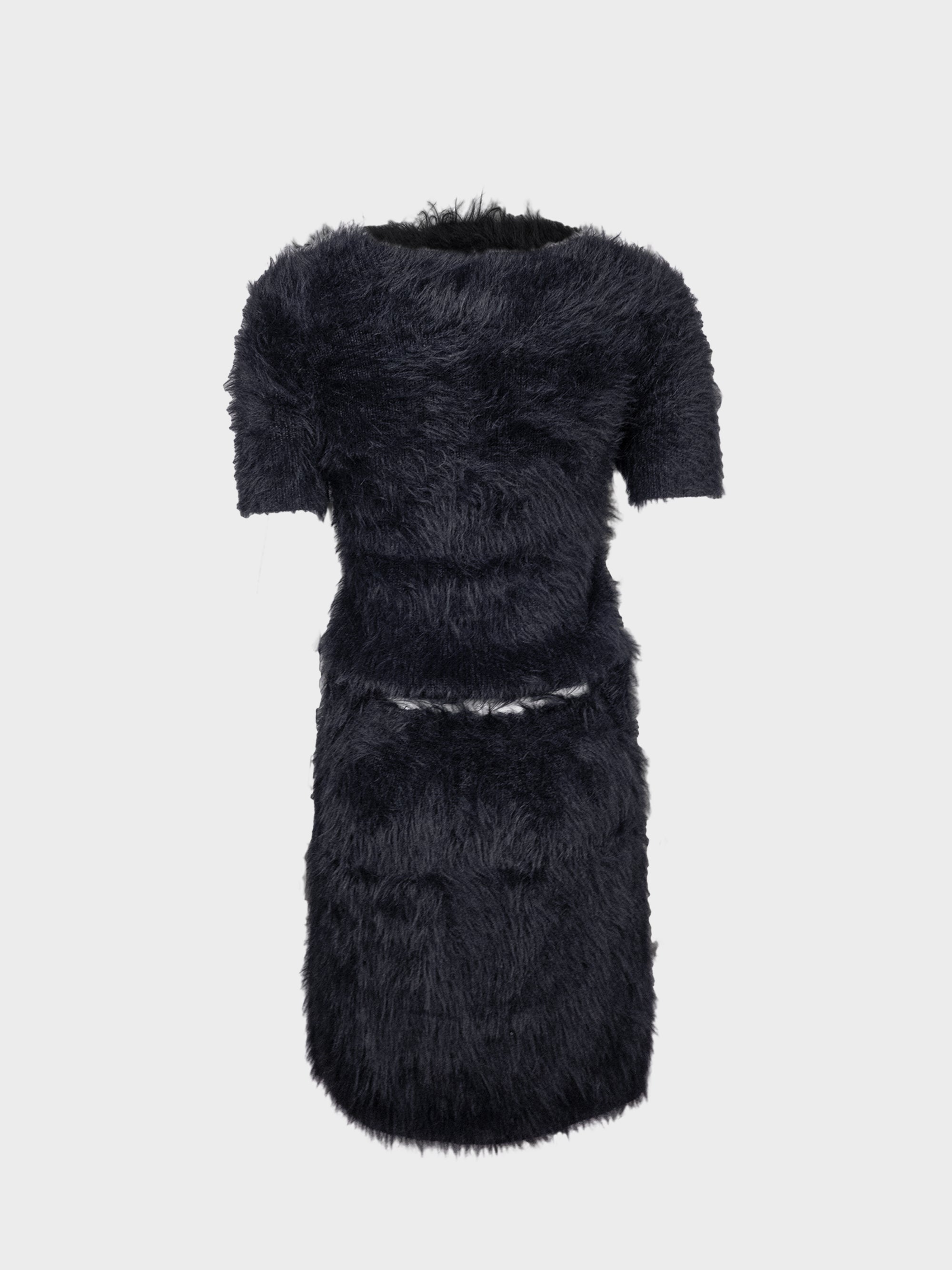 Fluff-knit double slit dress
