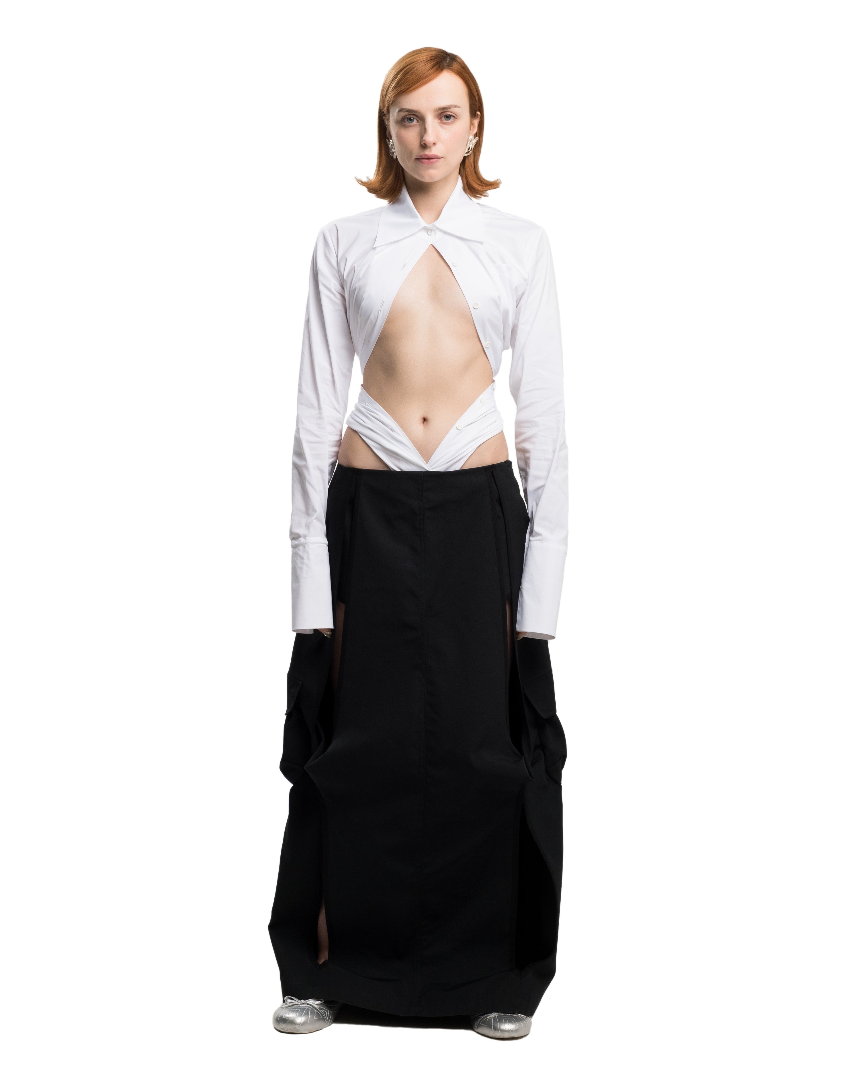 Draped shirt in white