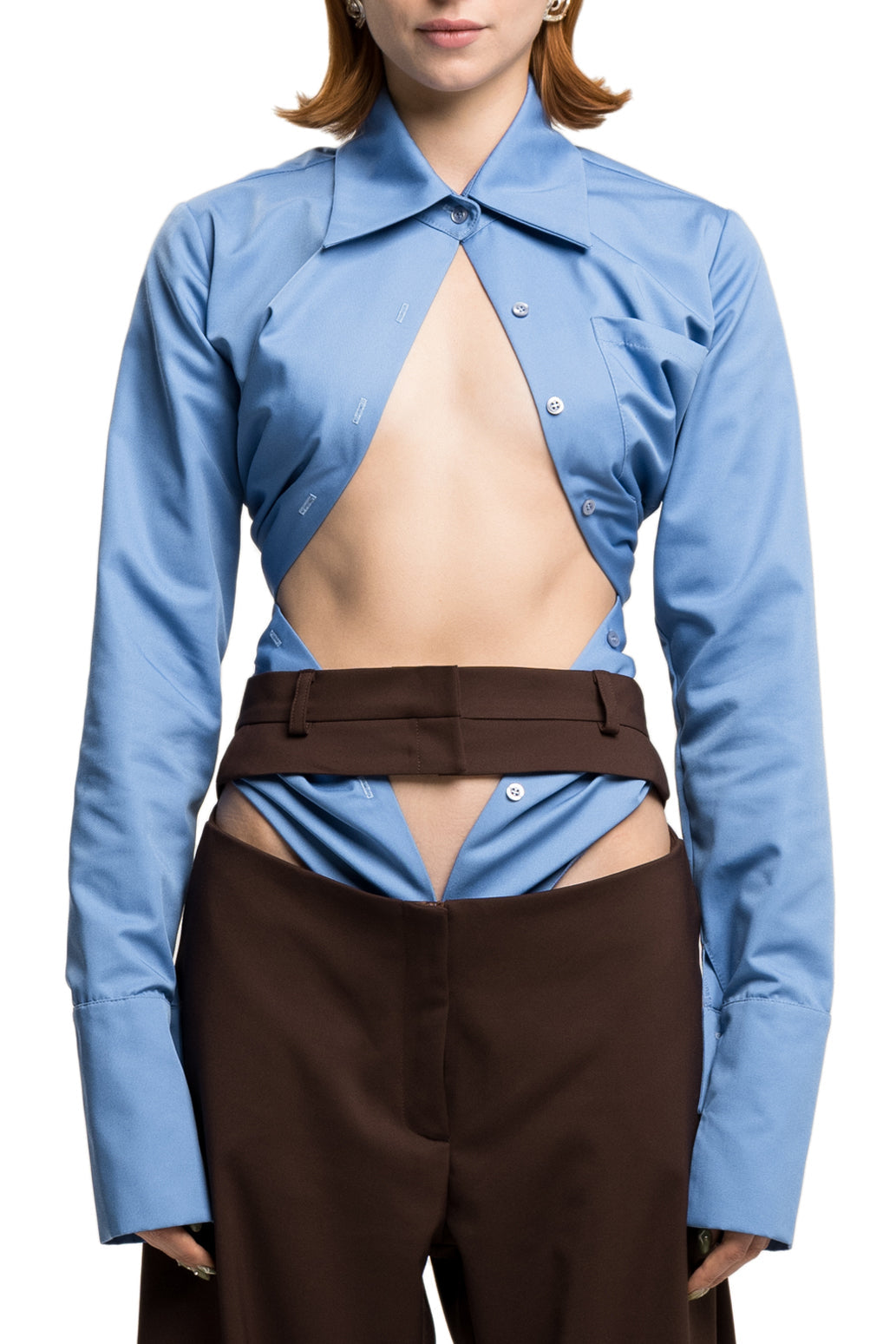 Draped shirt in blue