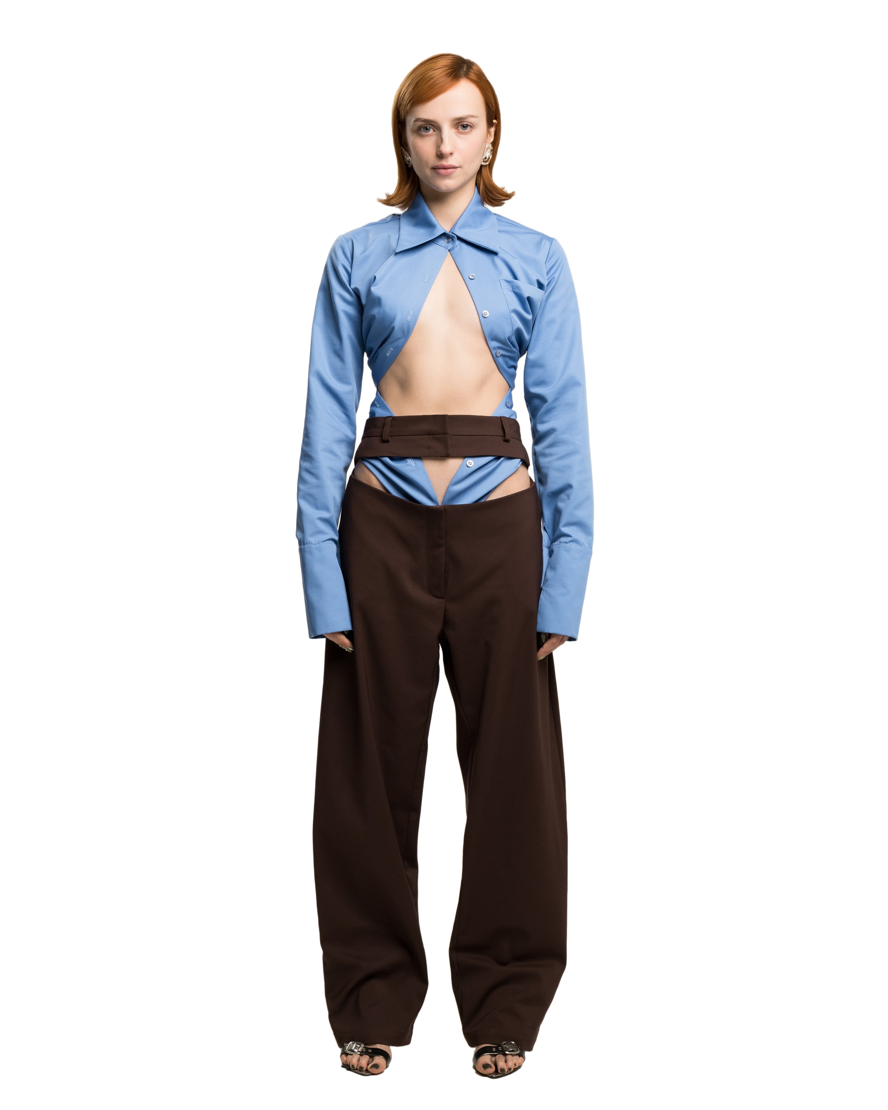 Draped shirt in blue