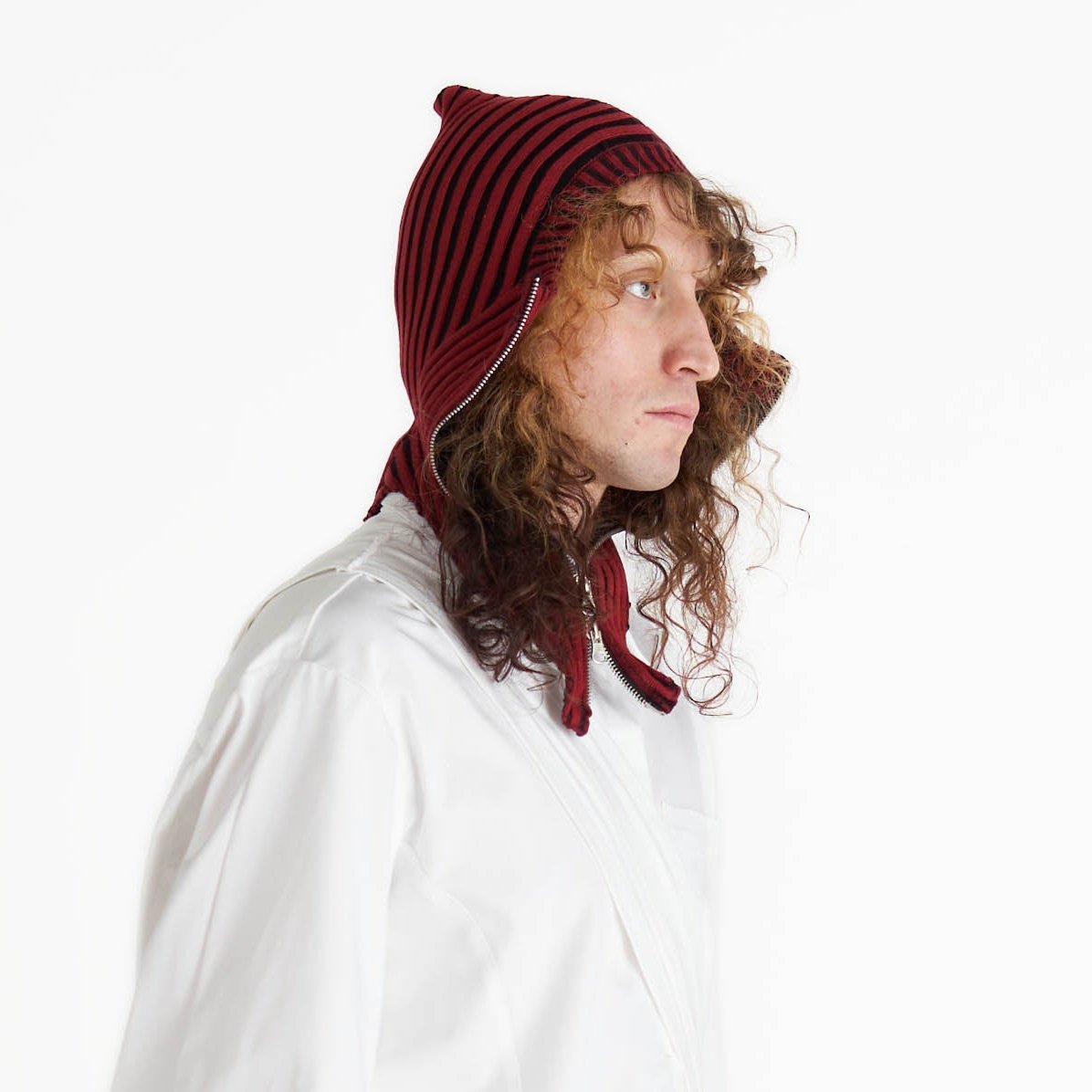 Knit zip balaclava red