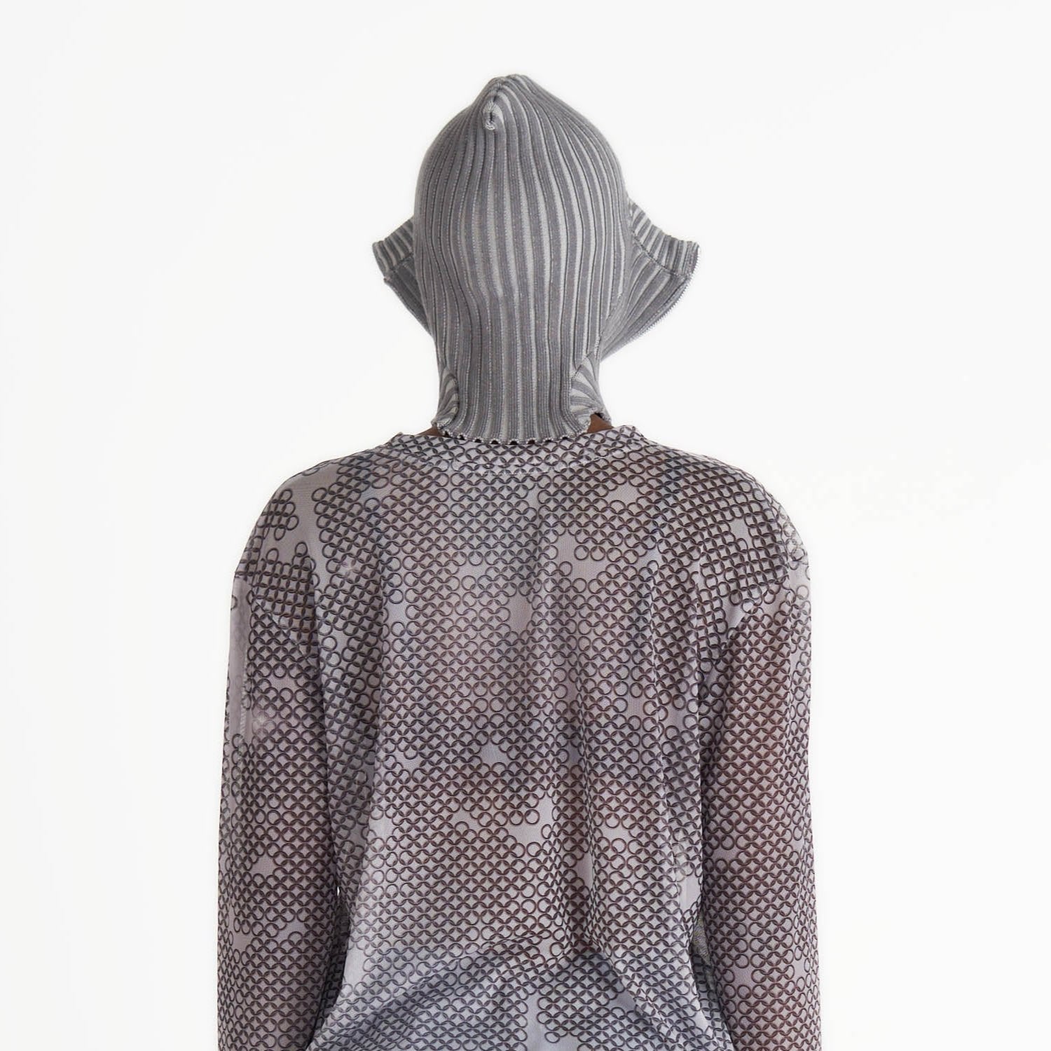 Knit zip balaclava silver