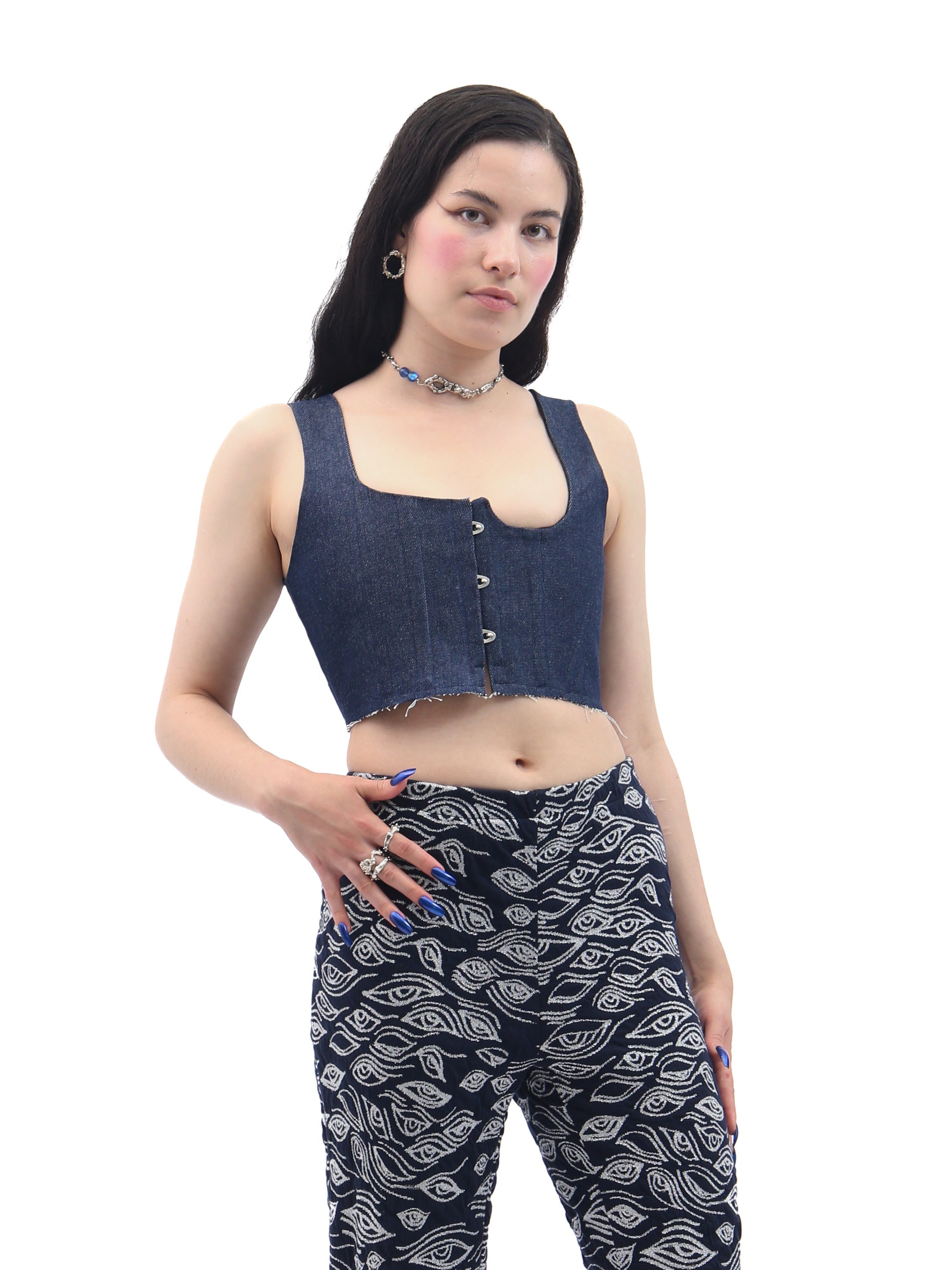 Over flowing denim corset