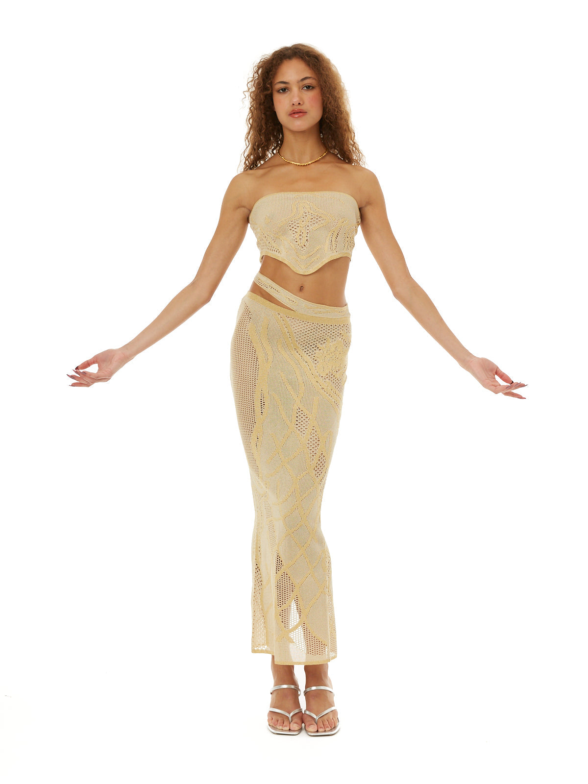 Birthing venus knit skirt gold
