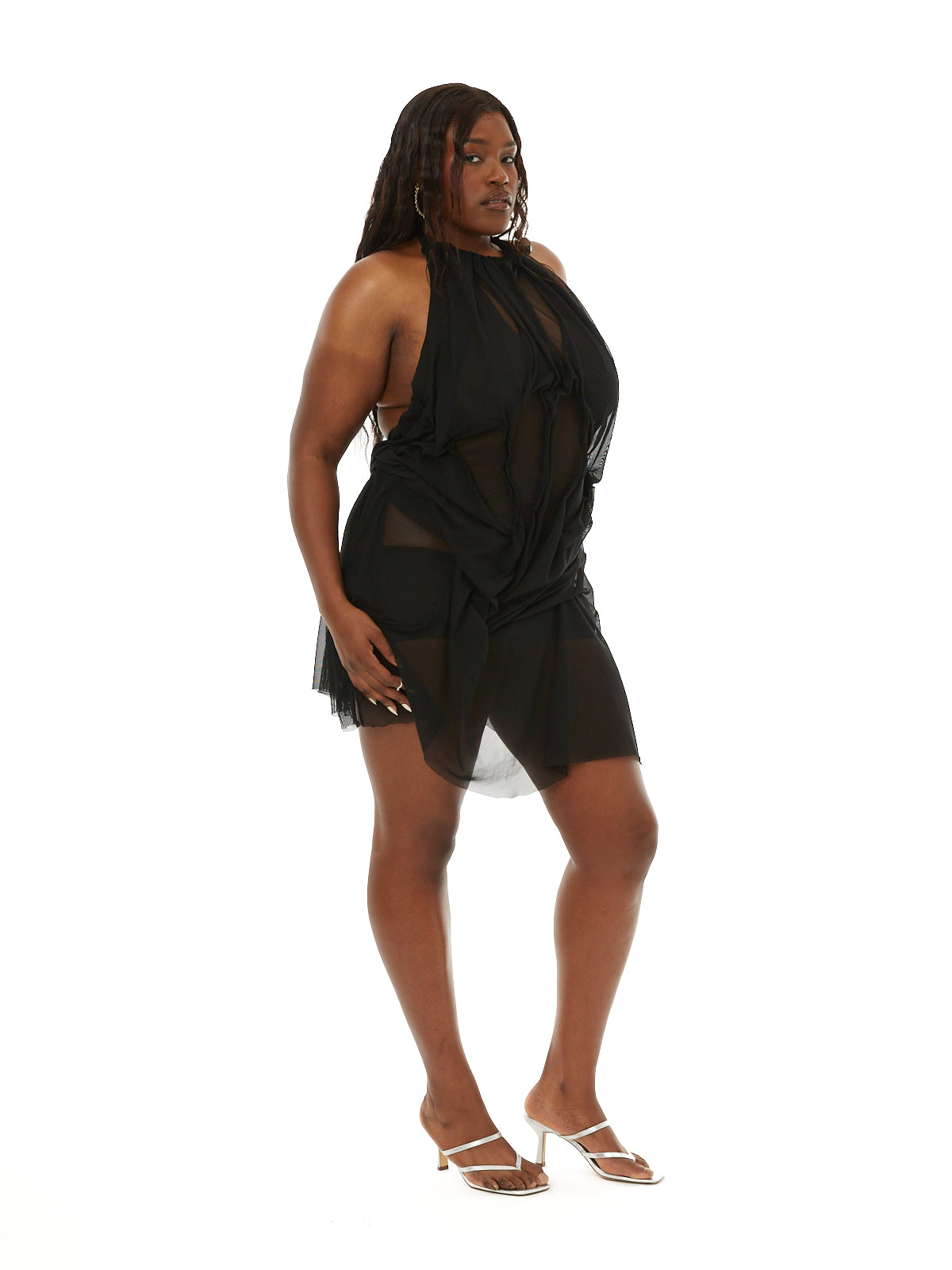 Black wetlook mini dress