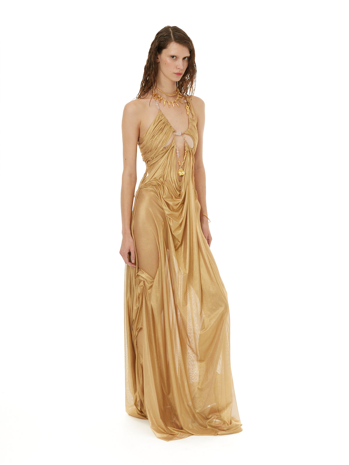 Gold venus wetlook dress