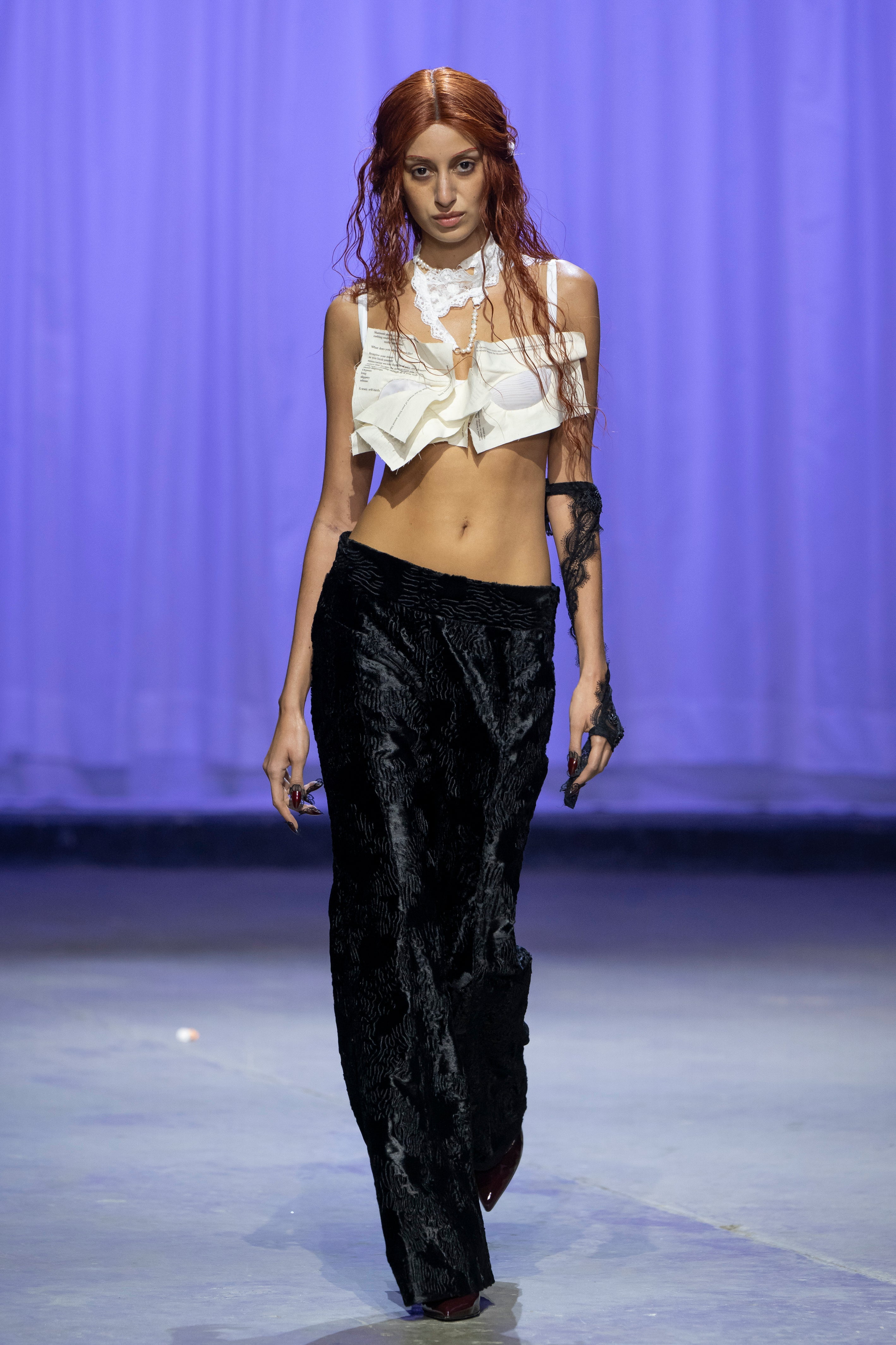 Velvet textured trousers