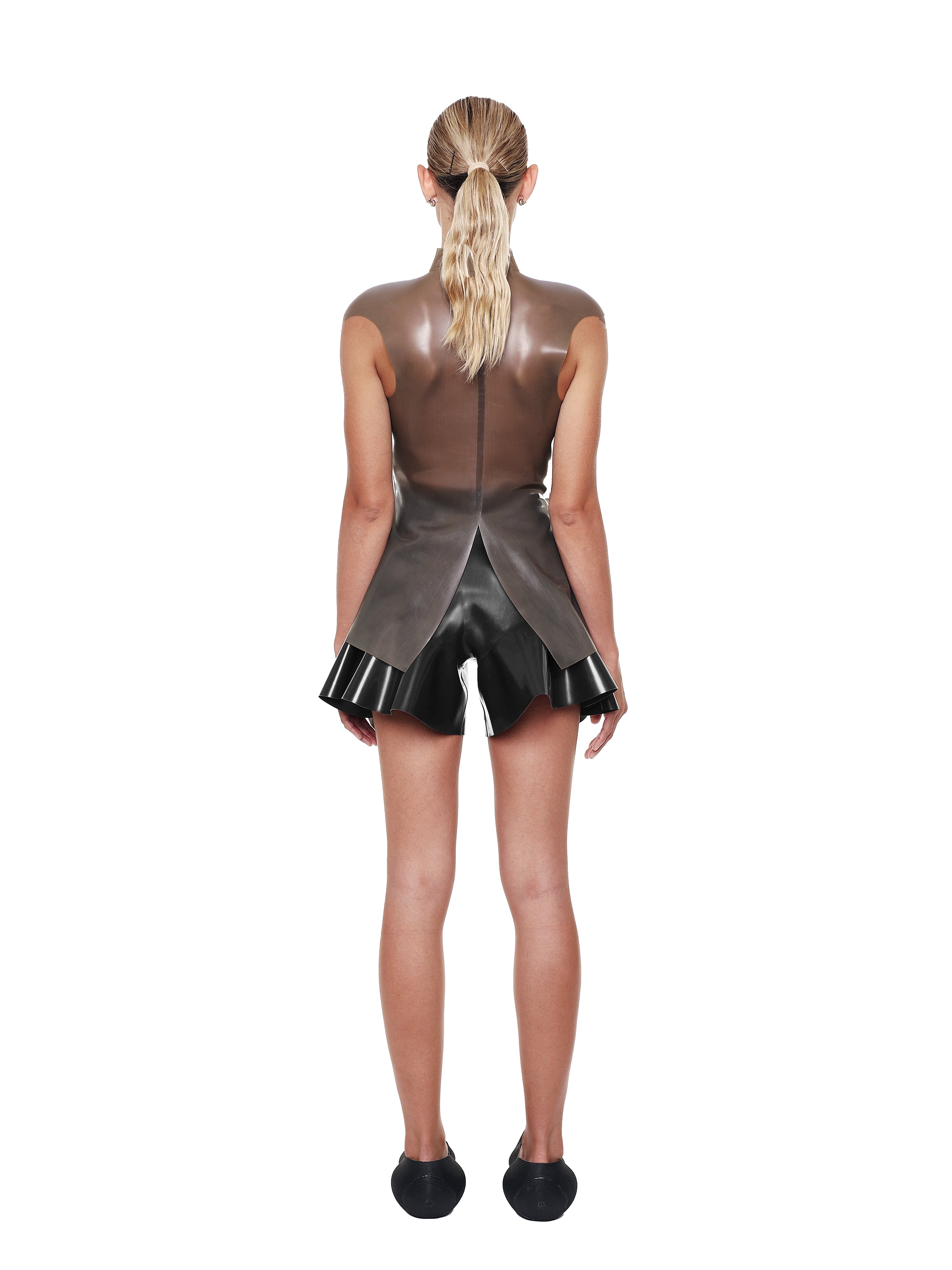 Black high waist flared shorts