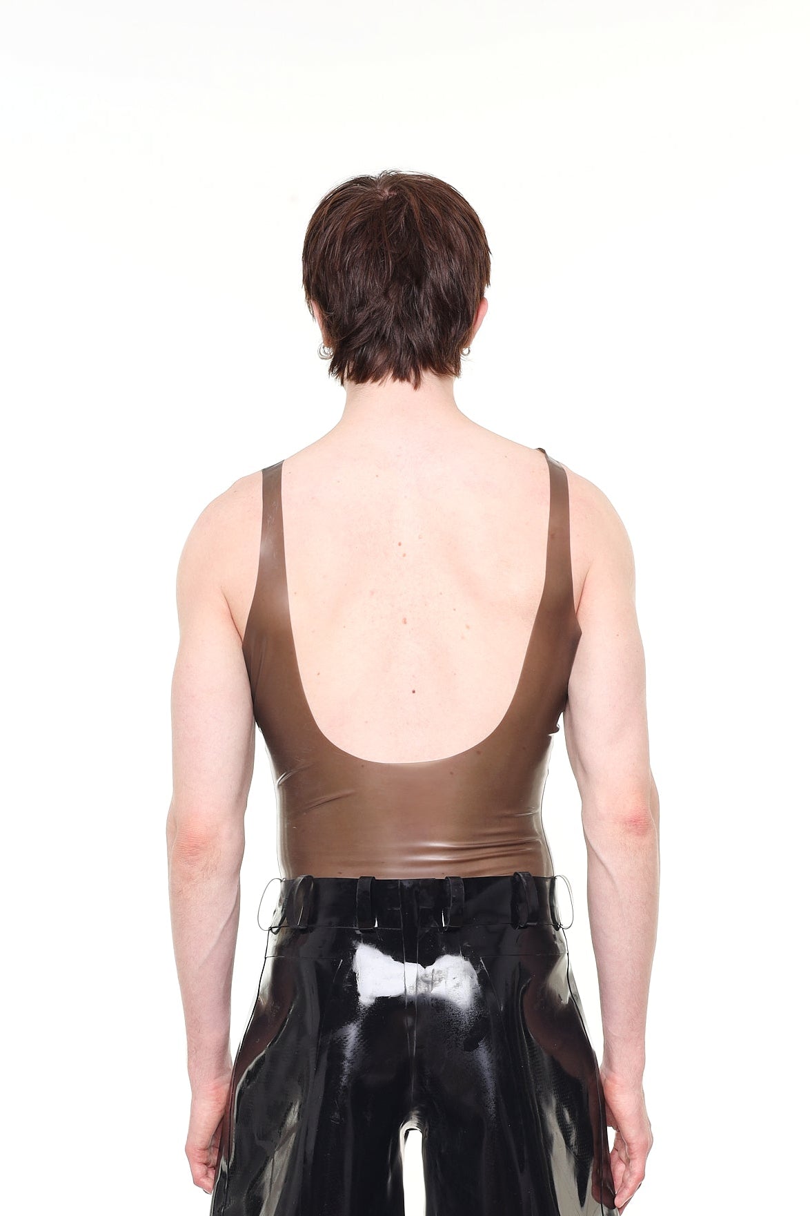 Grey muscle fit sheer tank top