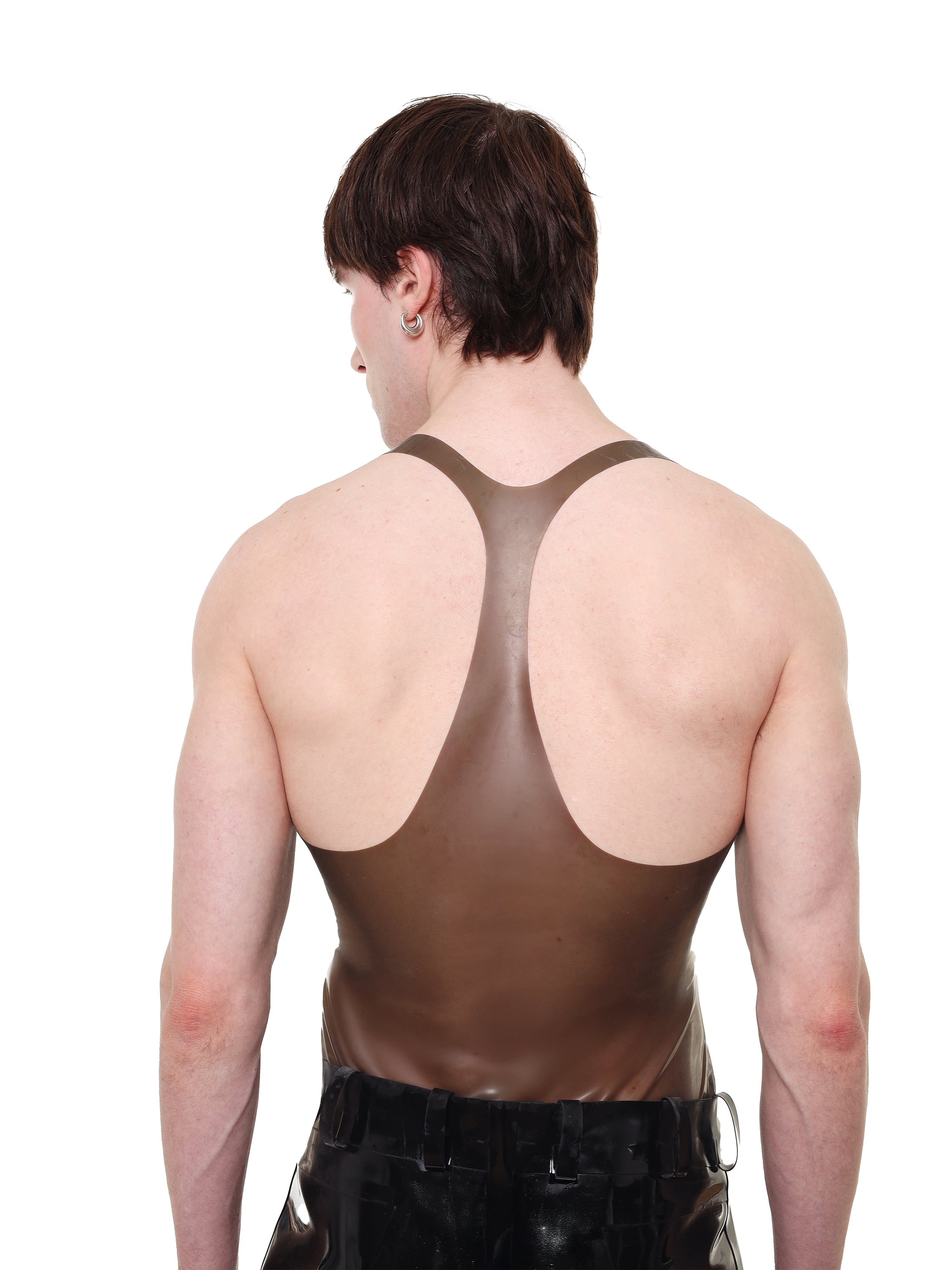 Grey razor back sheer tank top