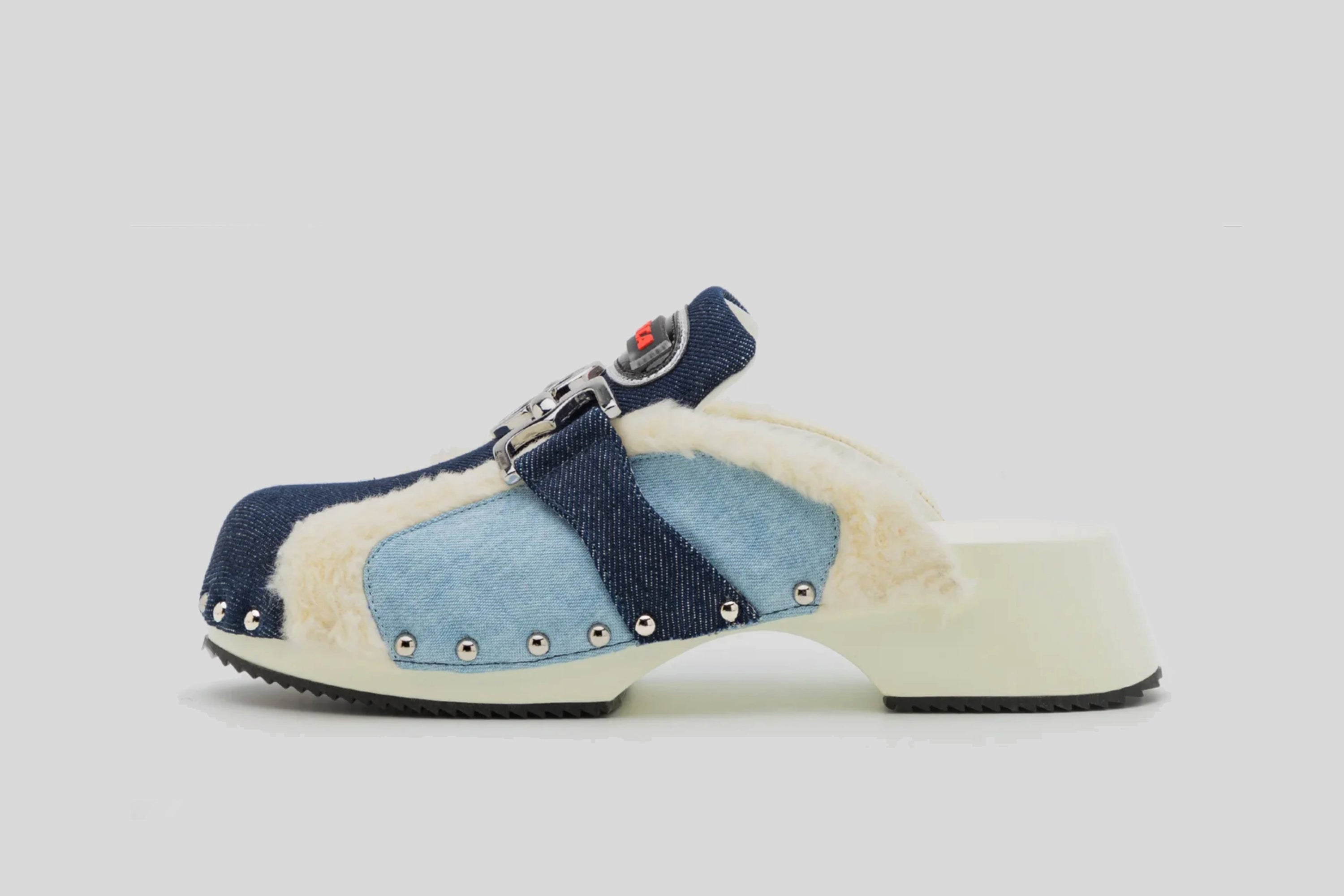 'denim clogs upcycled fabrics