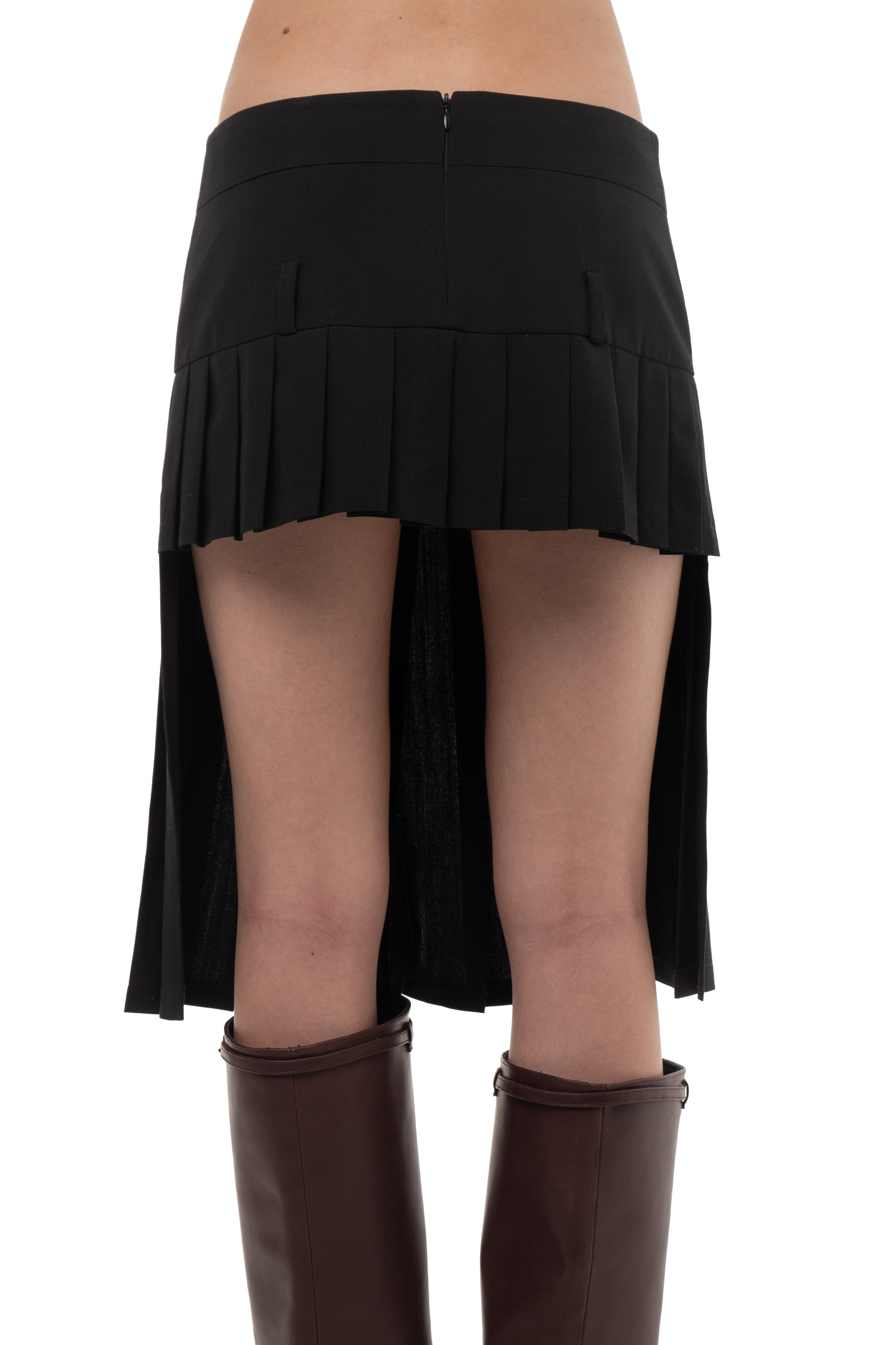 Pleated midi/mini skirt brown