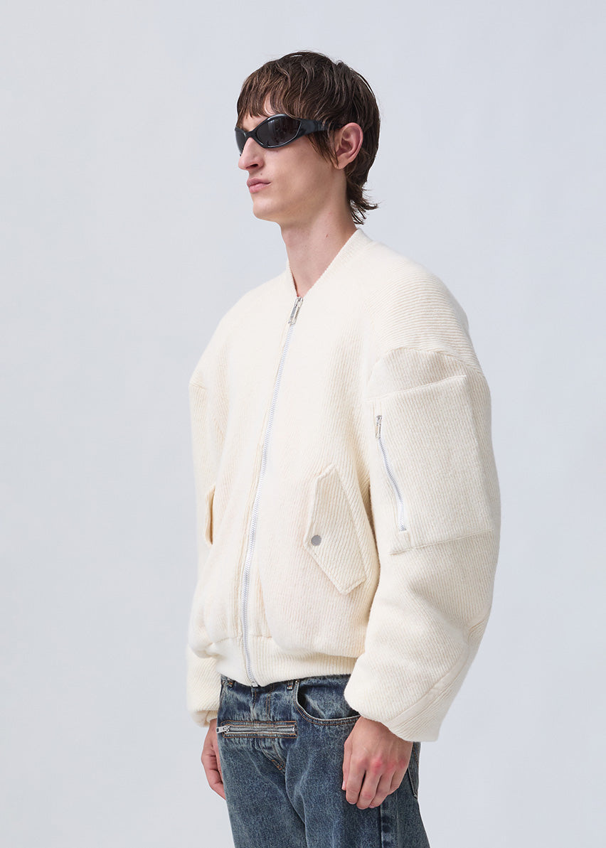 Bulldog knit bomber ivory