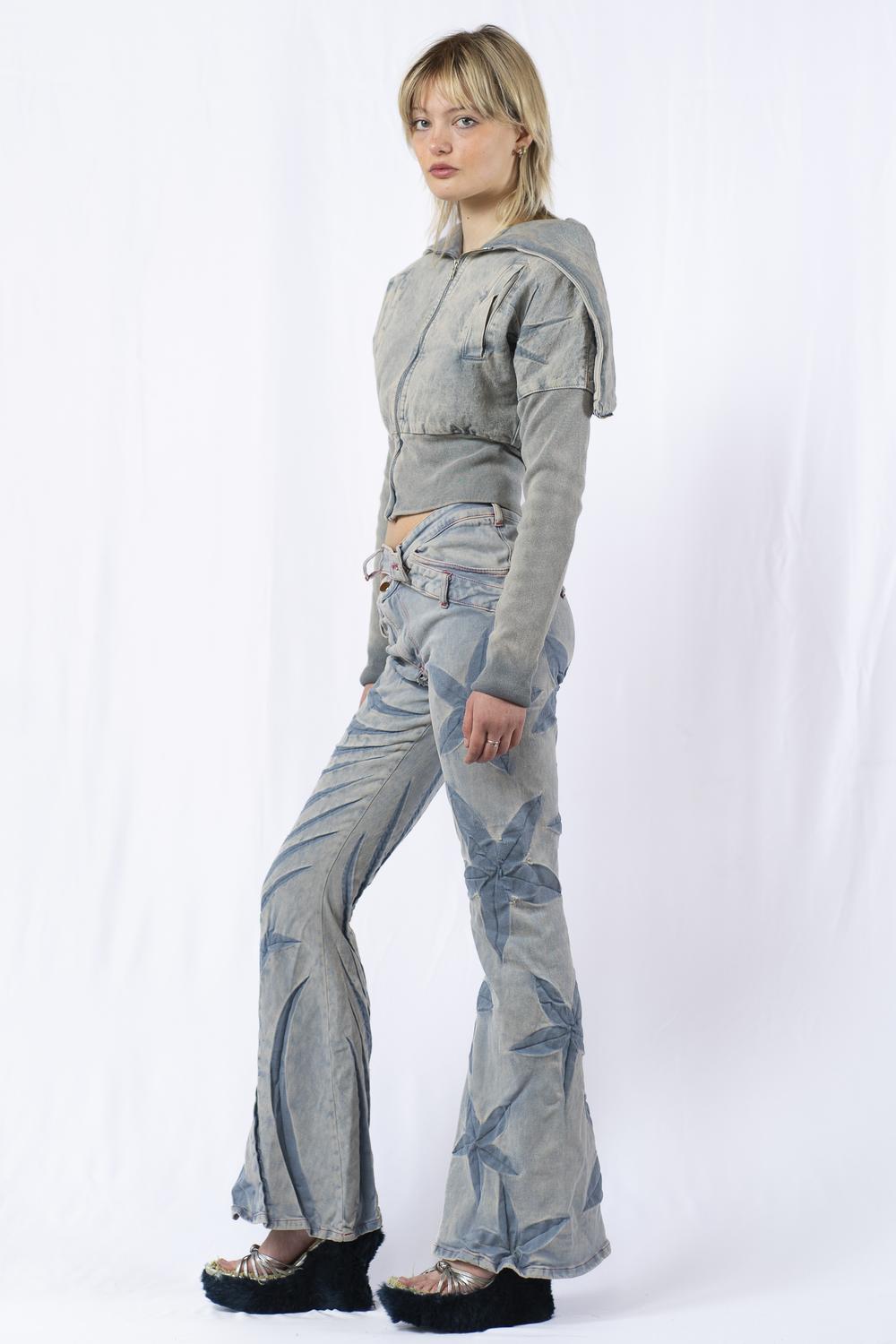 Tribal Flower Bias Cut Jeans