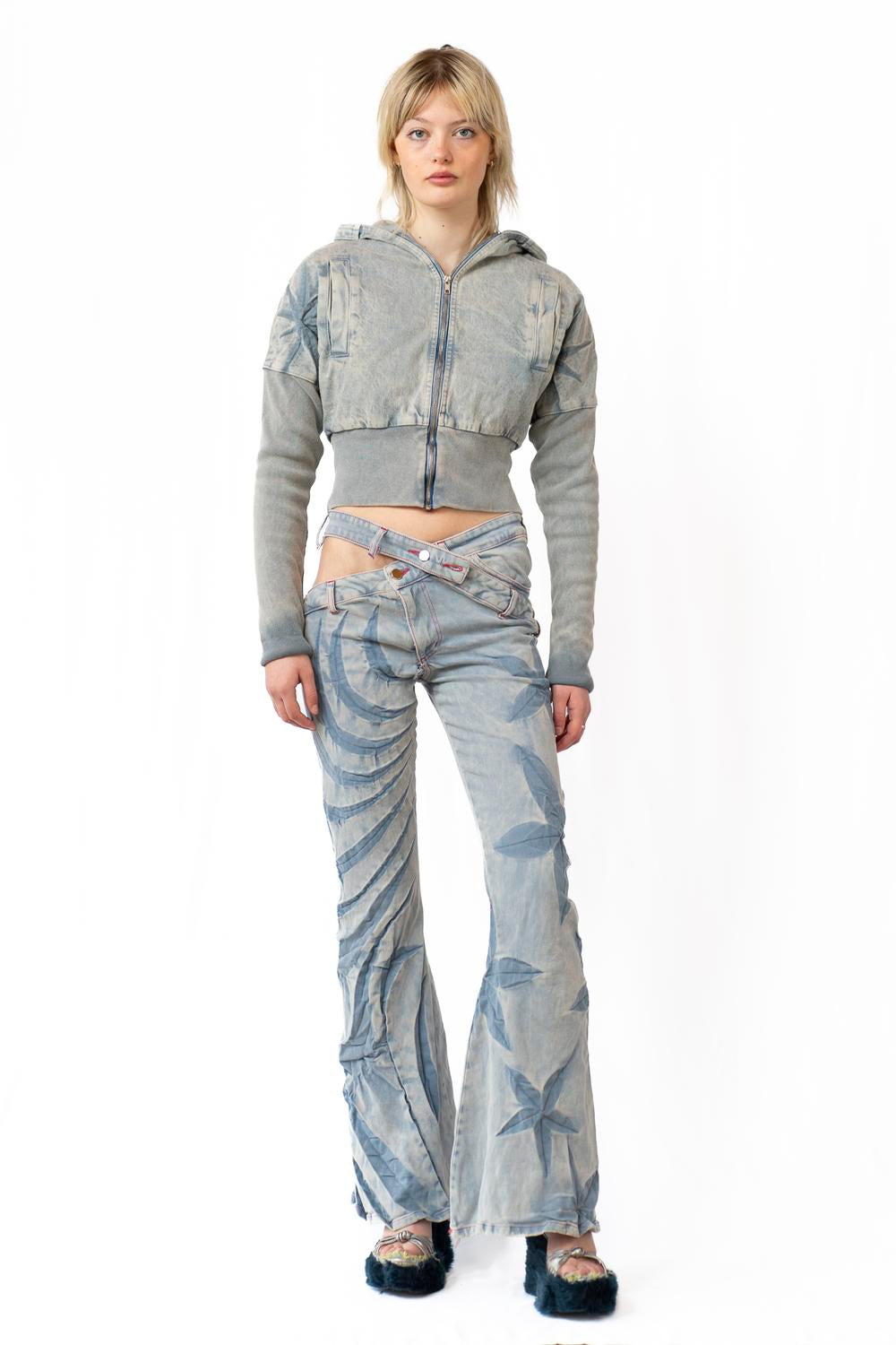 Tribal Flower Bias Cut Jeans