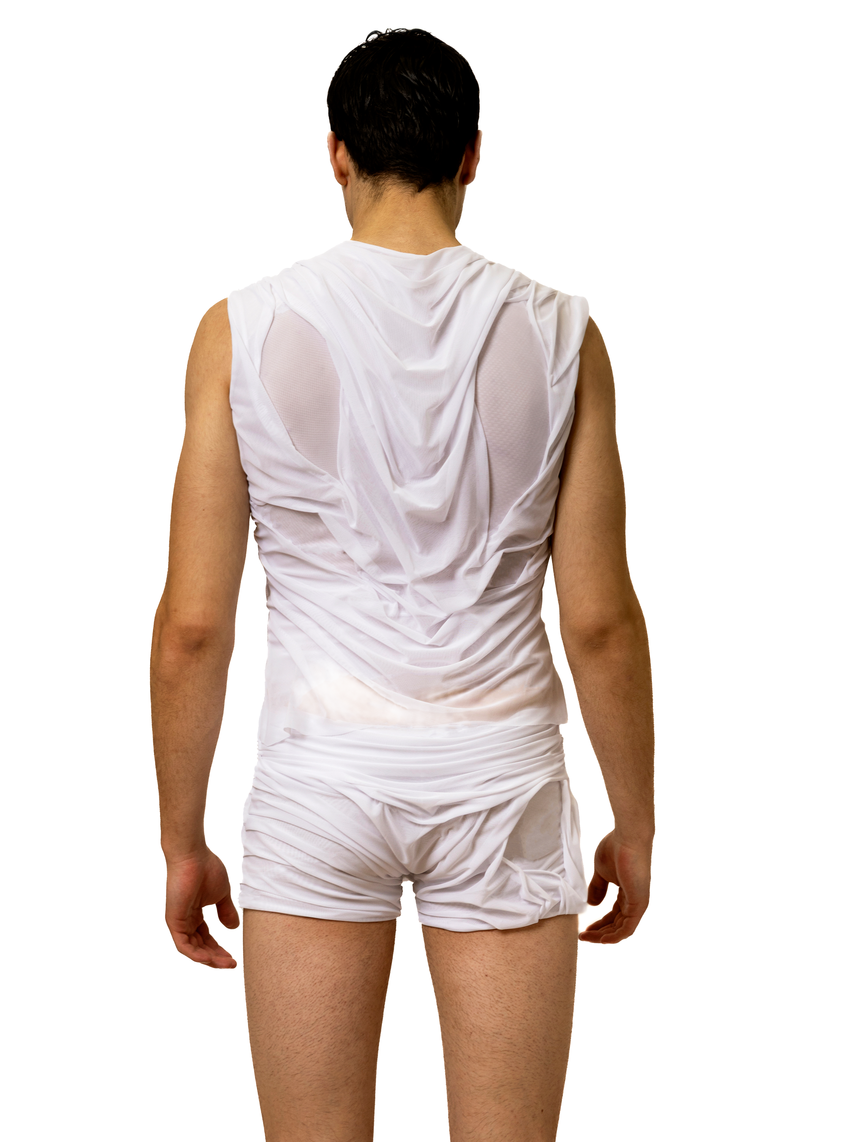 Wetlook mini shorts white