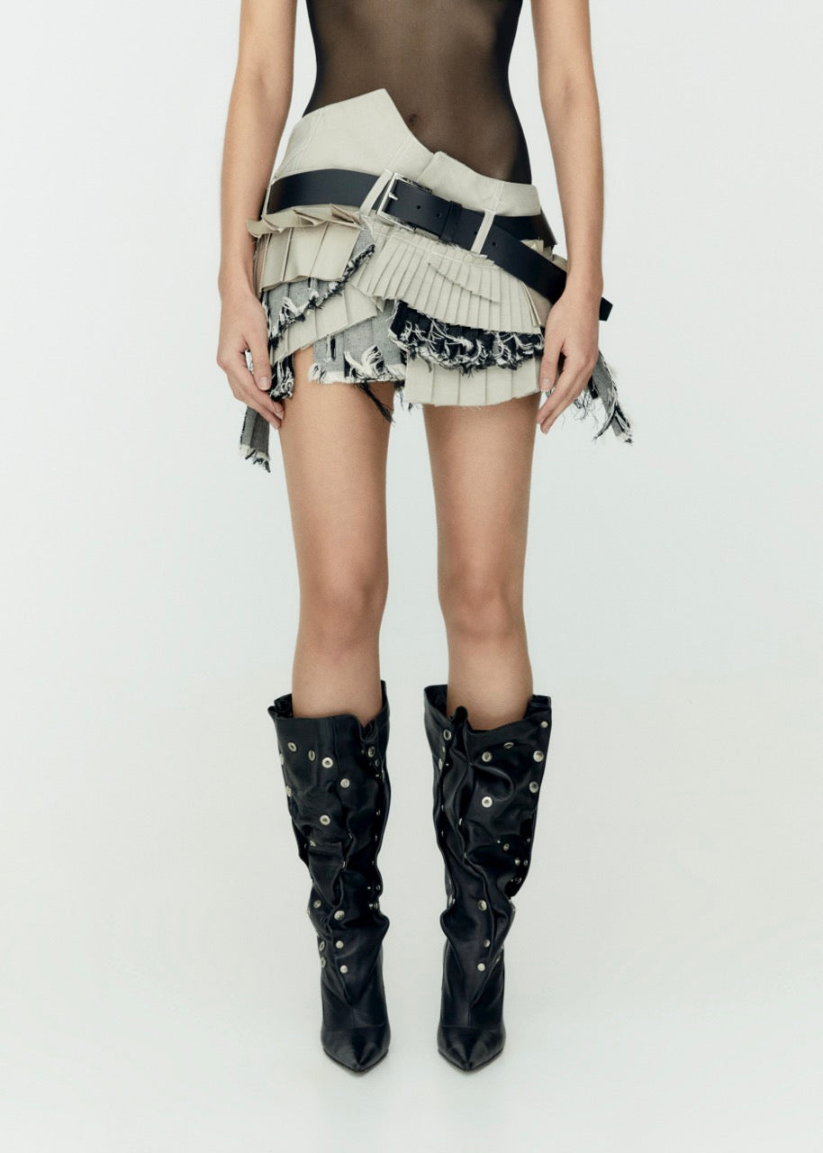 Twirl mini skirt beige
