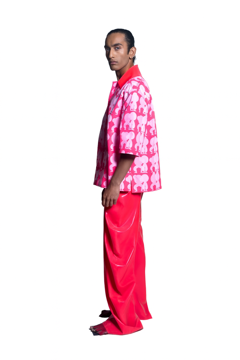 Latex deflated trousers - pink