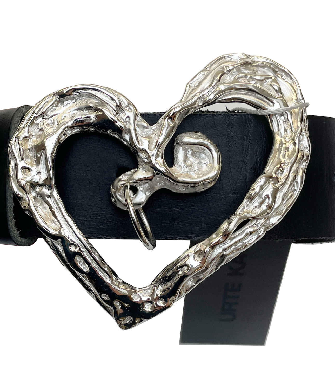 Silver logo leather belt