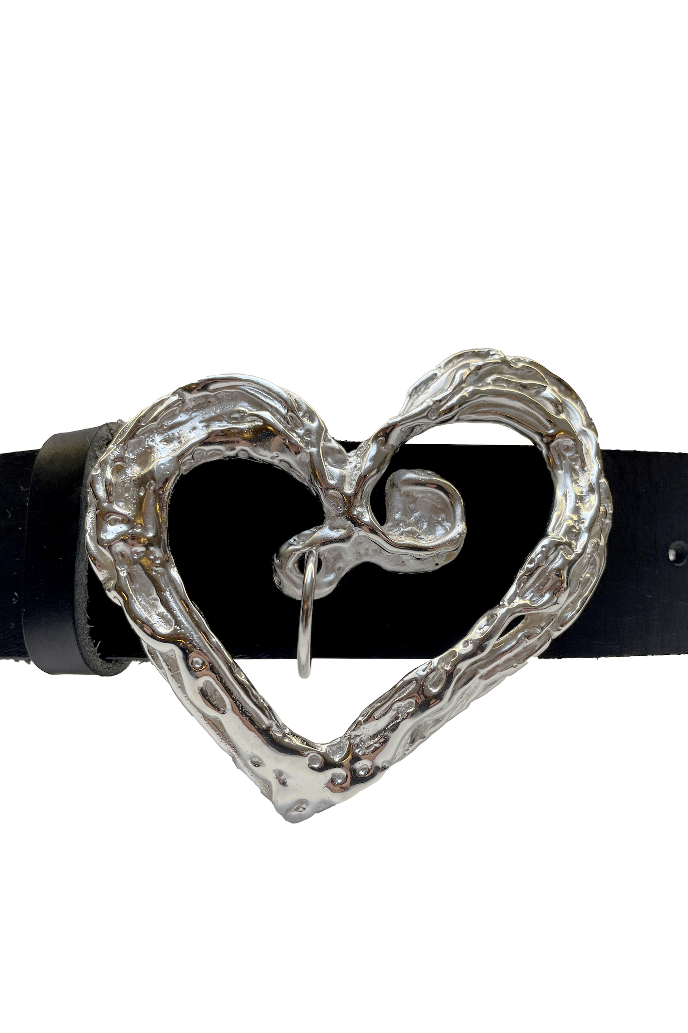 Silver logo leather belt