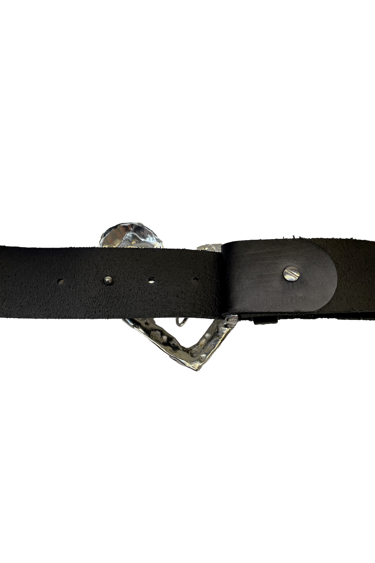 Silver logo leather belt