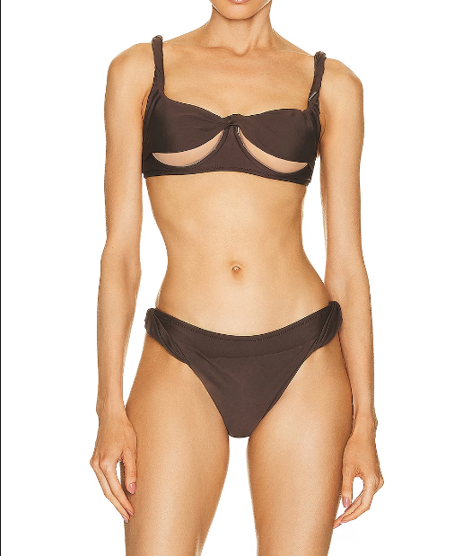 Twisted under bust bikini set brown