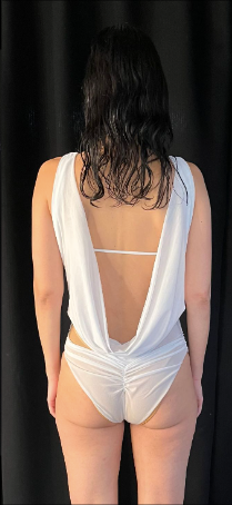 Draped wetlook  swimsuit white