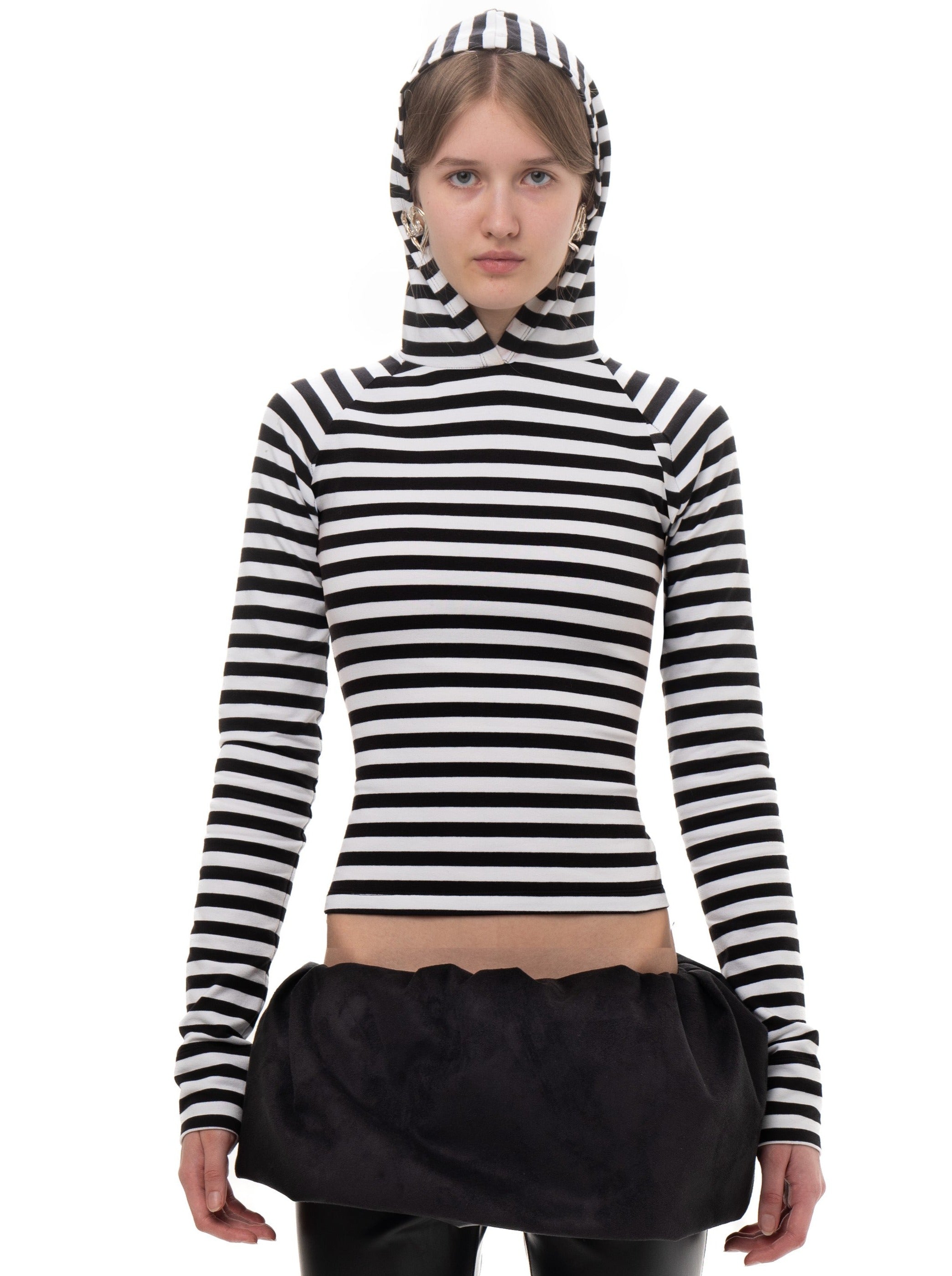 Hood longsleeve striped tee