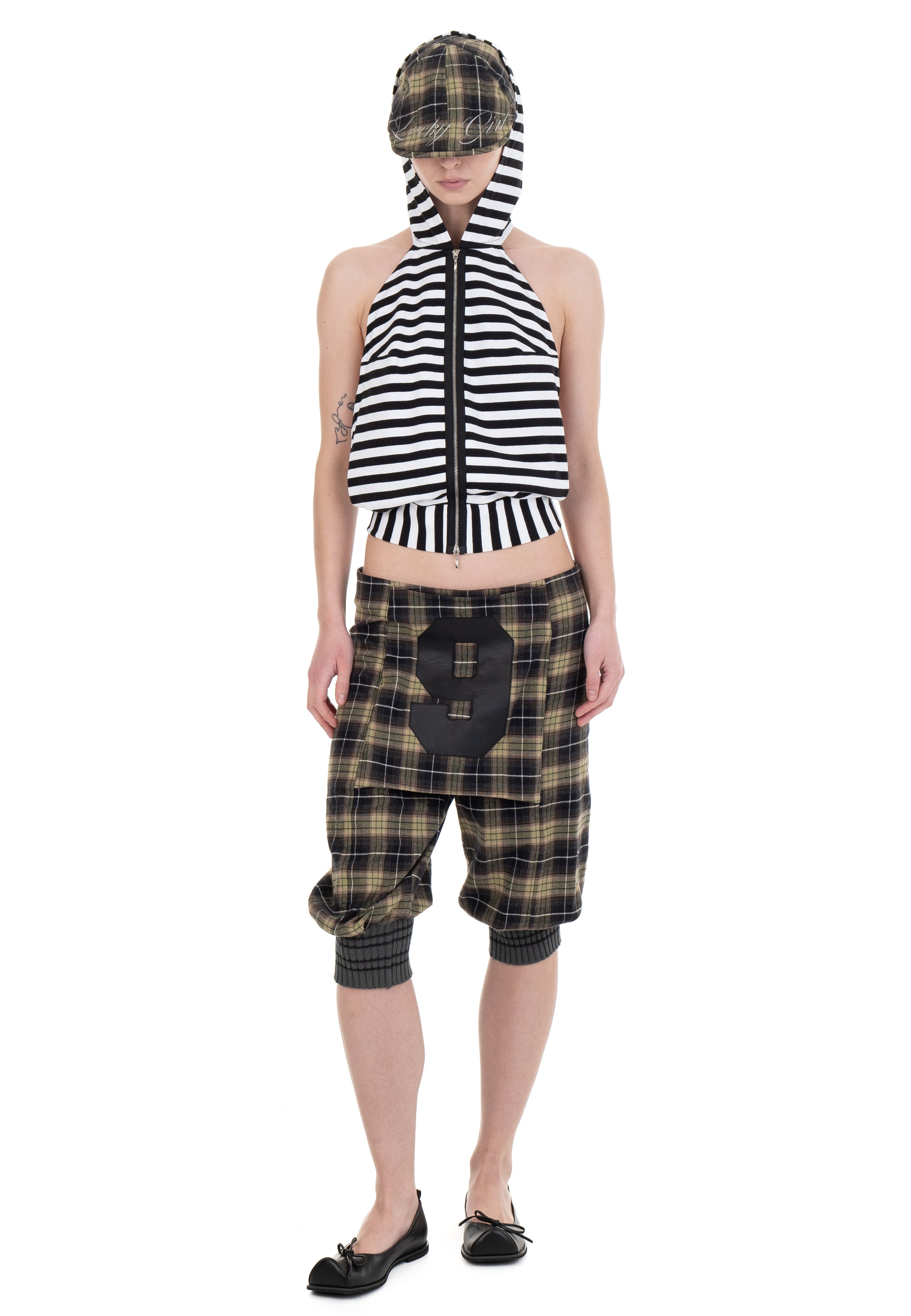 Backless hood top striped