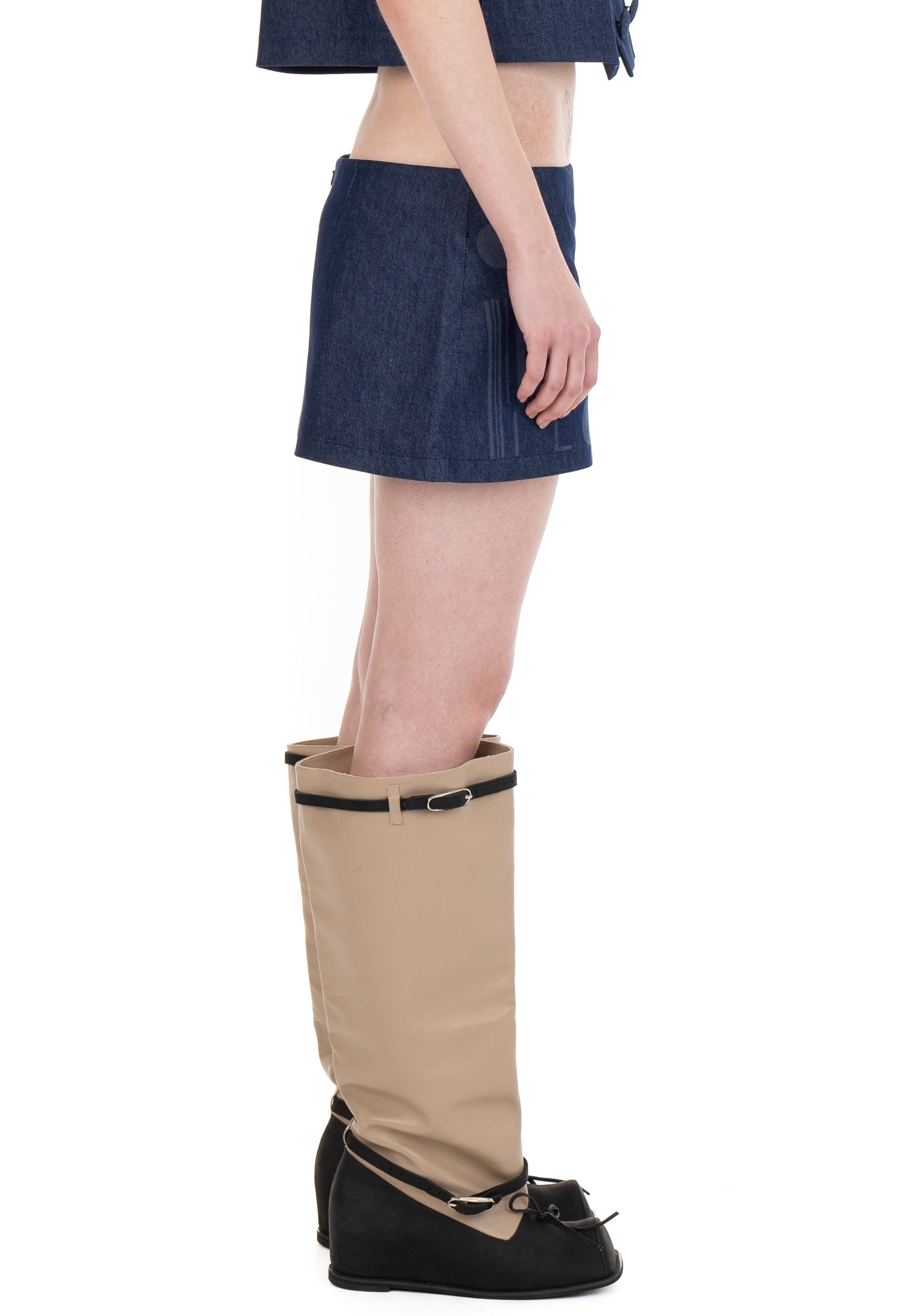 I love you denim mini skirt