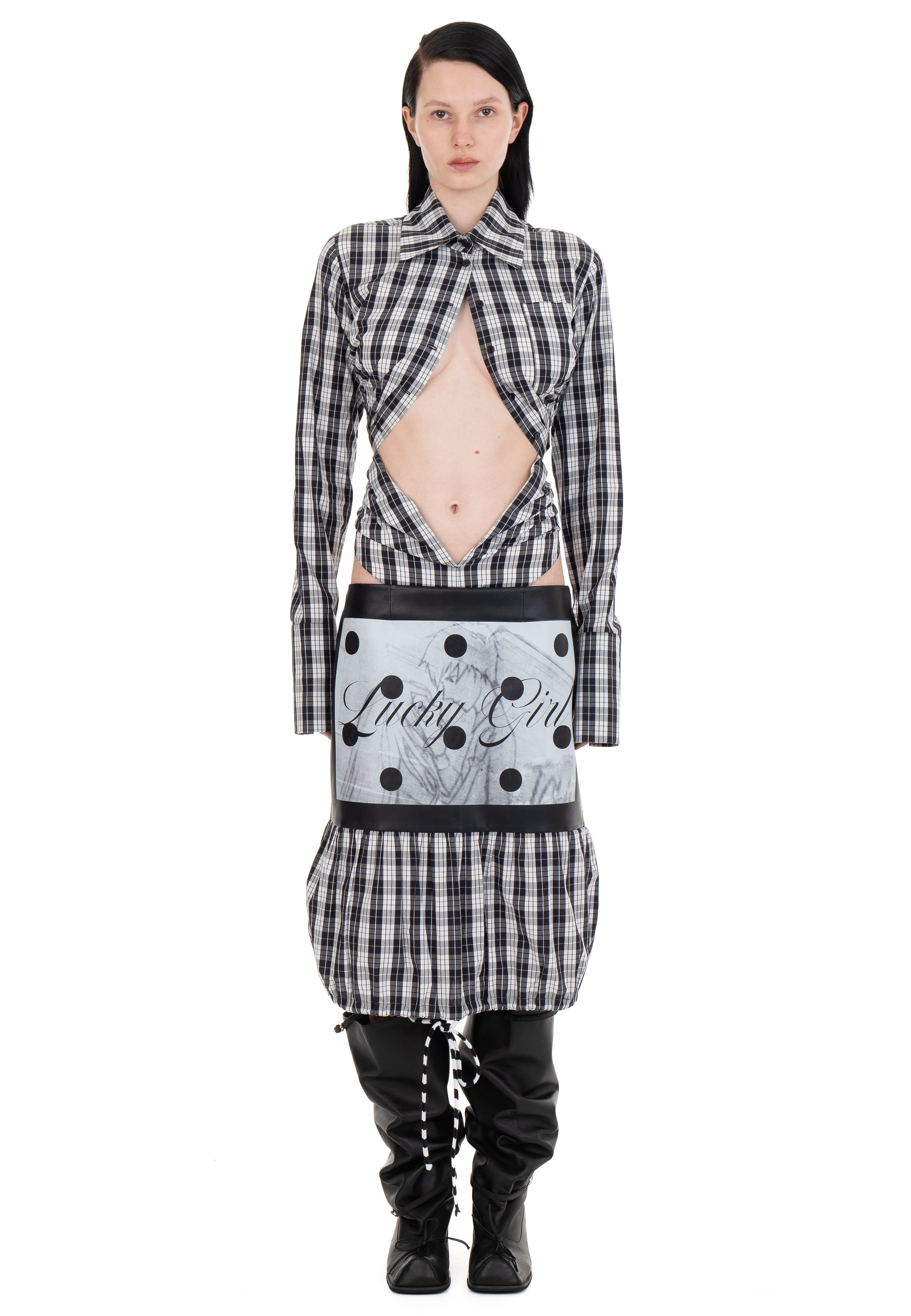 Draped shirt checkered