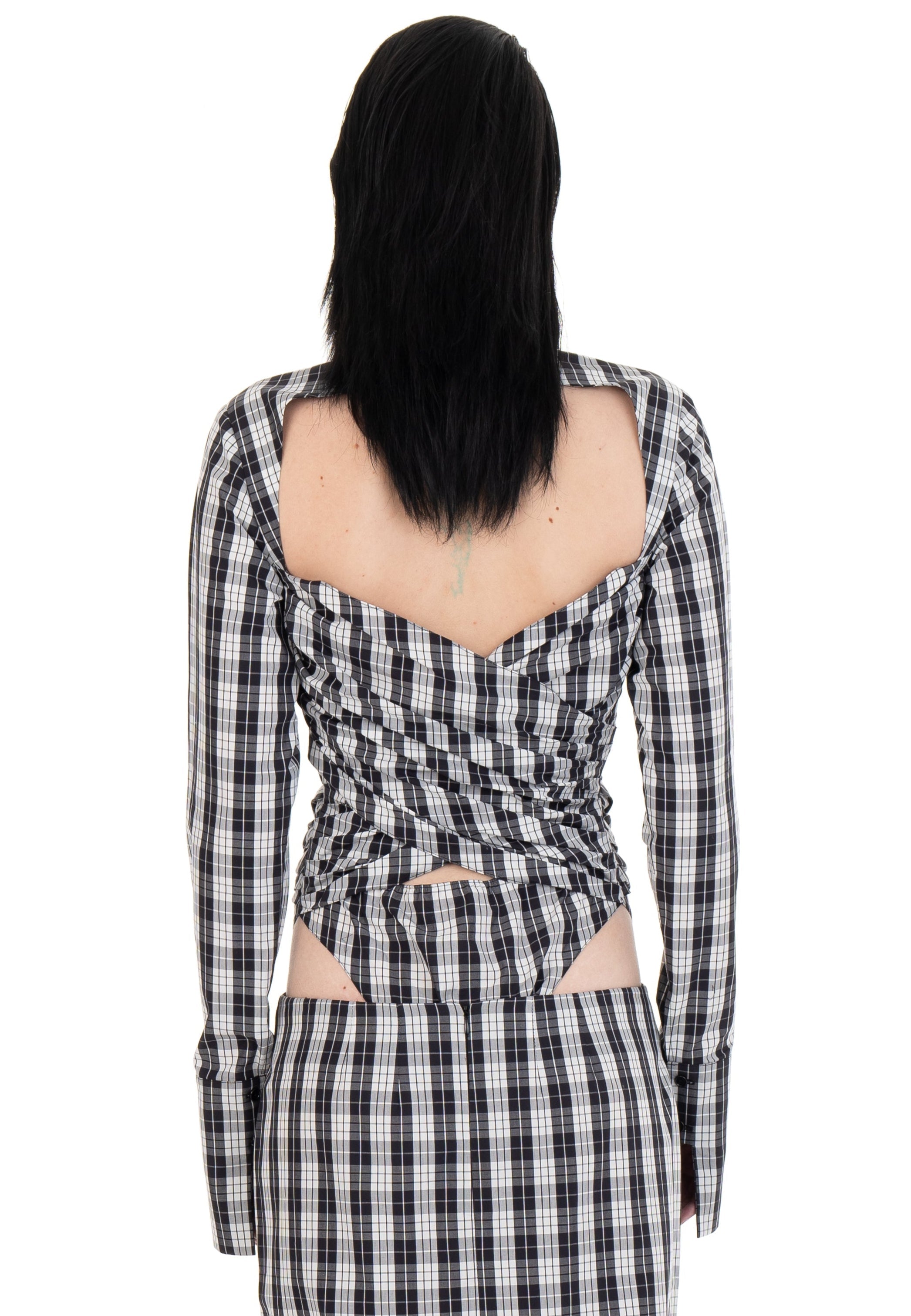 Draped shirt checkered