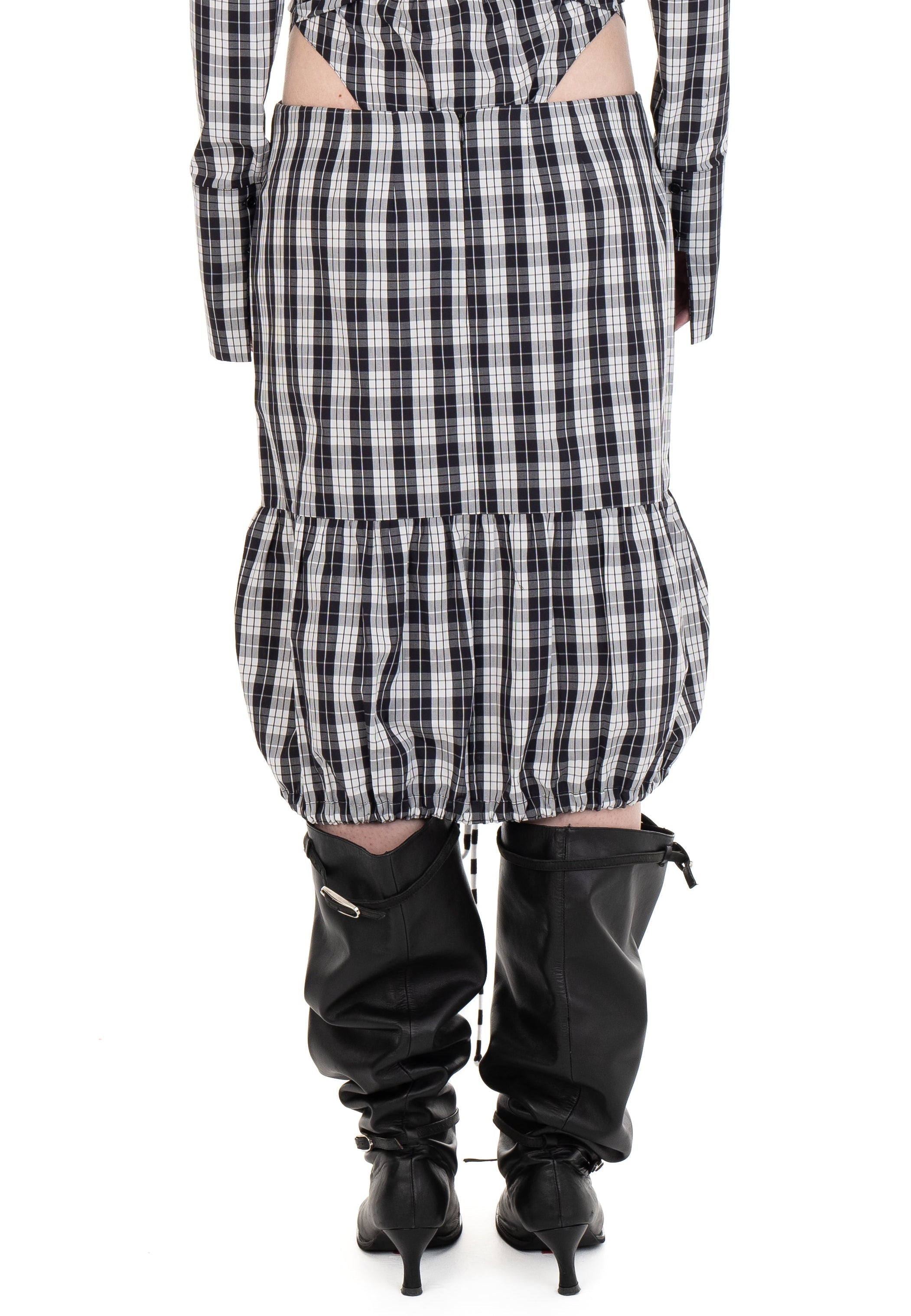 Lucky girl leather/cotton midi skirt