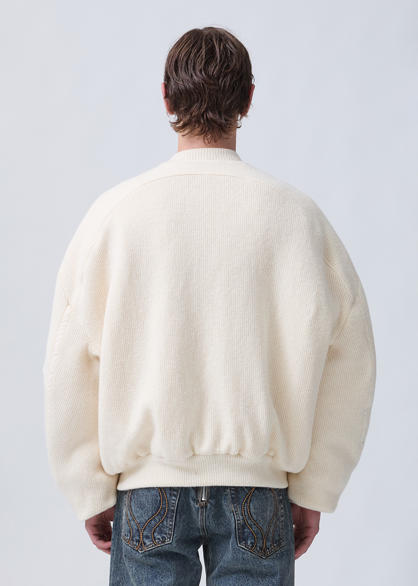 Bulldog knit bomber ivory