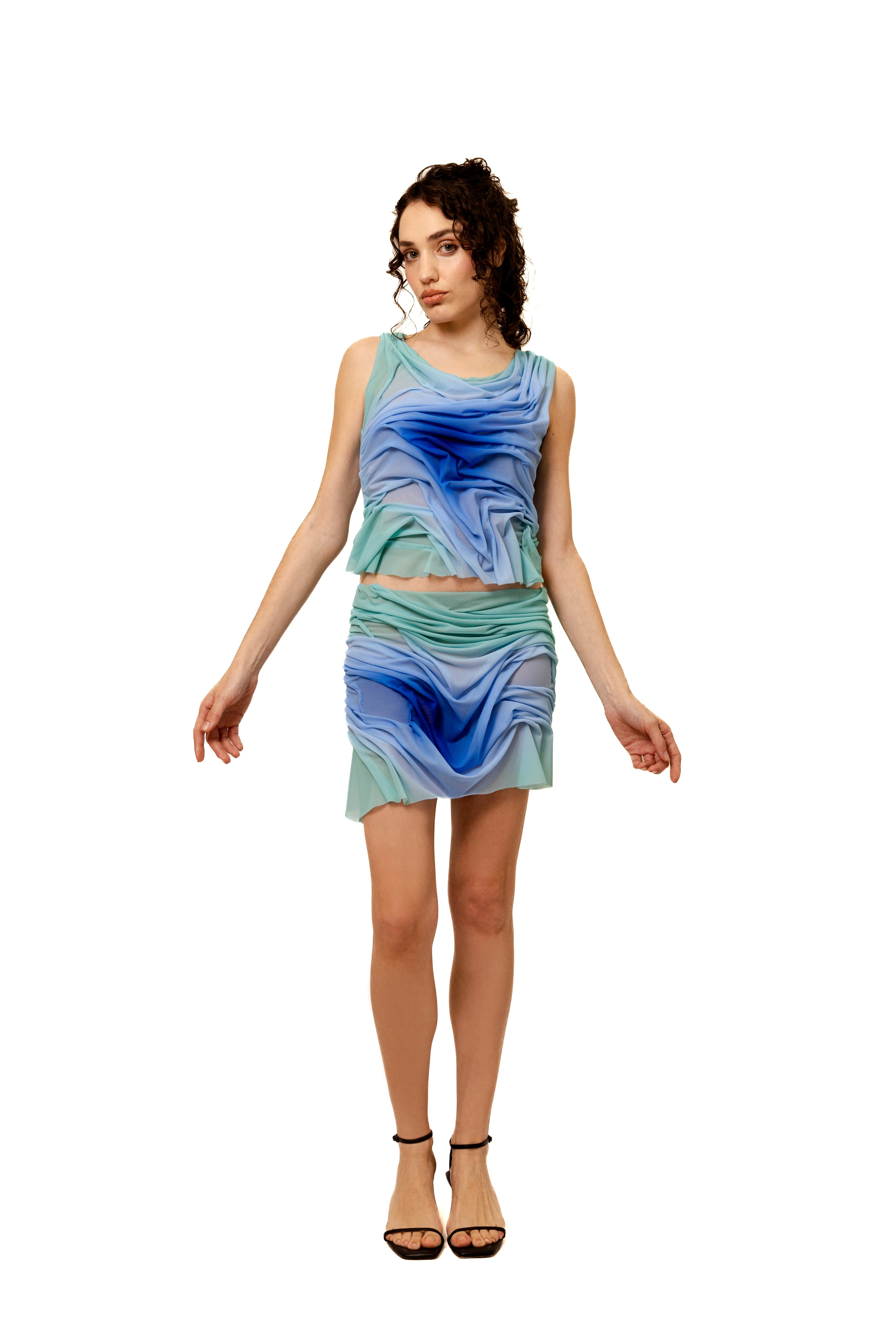 Moonlight gradient wetlook mini skirt