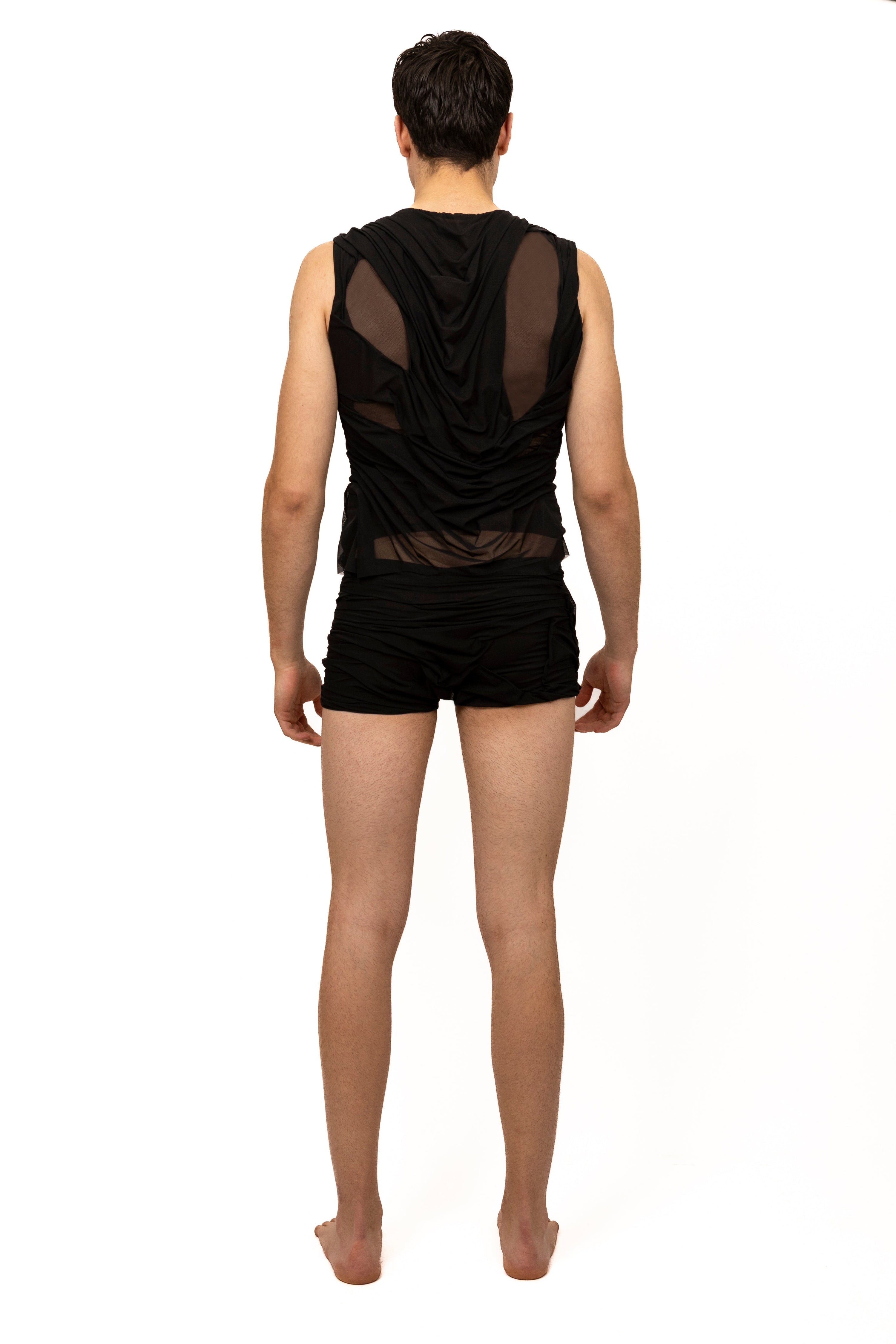 Wetlook mini shorts black